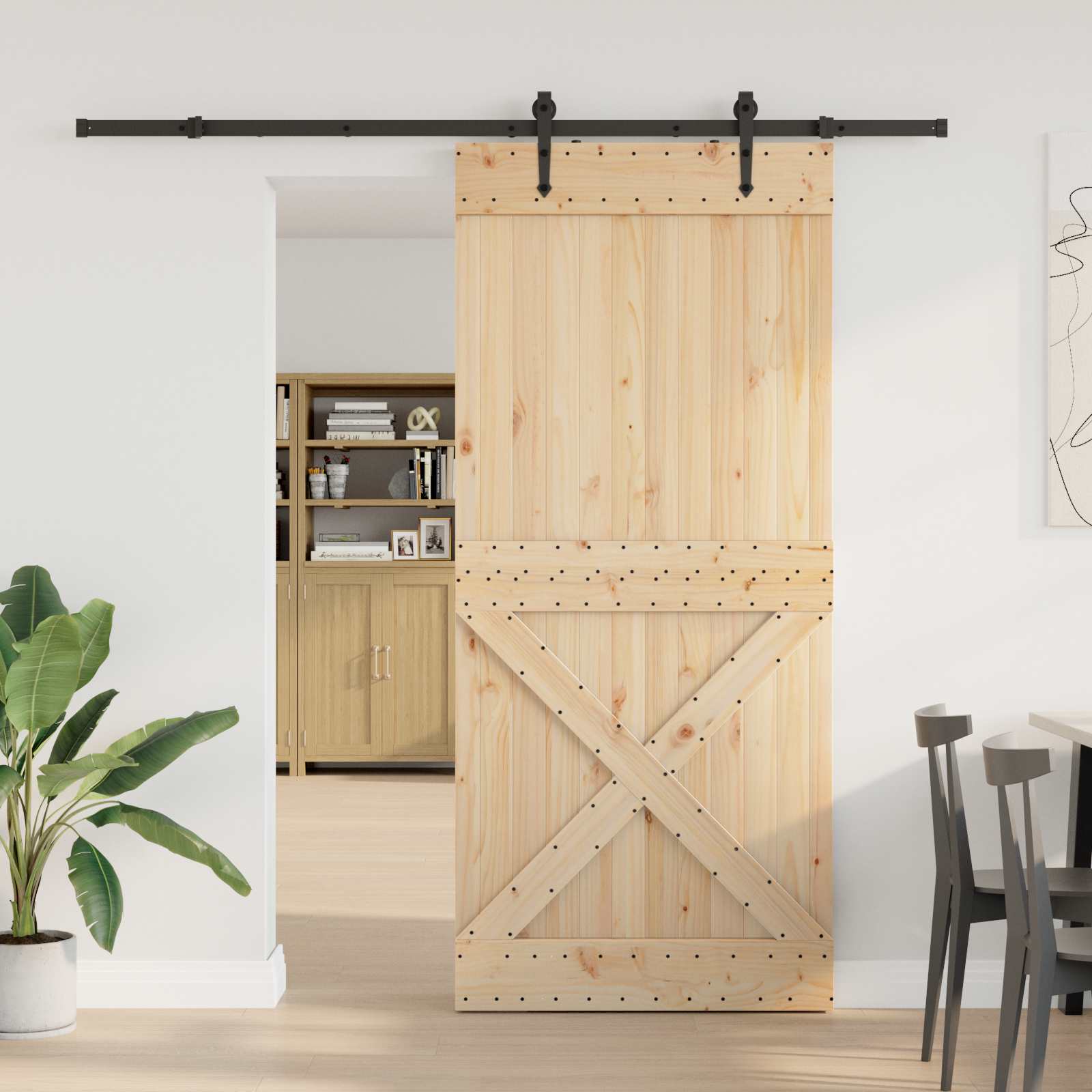 Klizna vrata NARVIK Prirodna i crna 90 x 210 cm (213,5 cm)