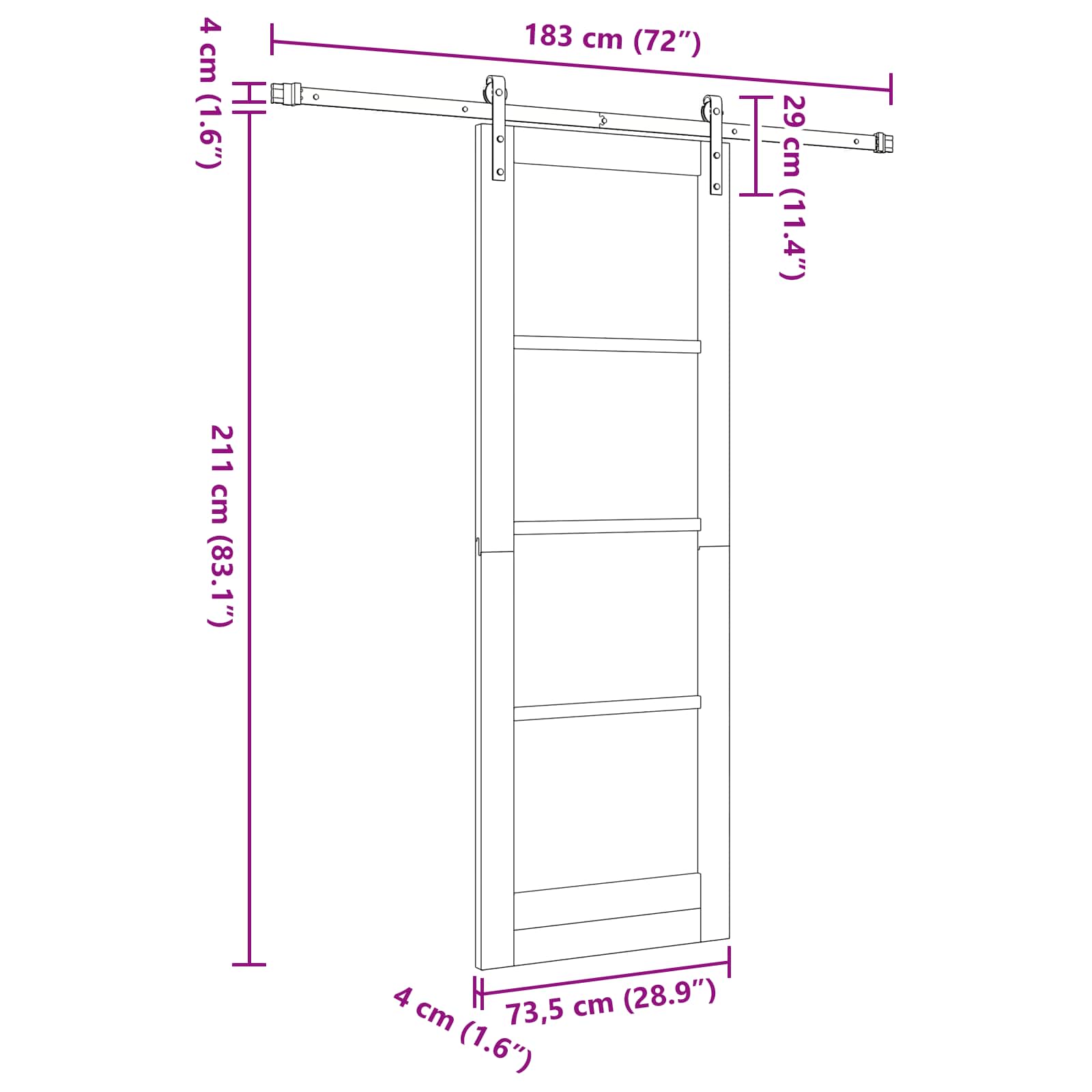 Klizna vrata Prirodna i bijela 73,5 x 211 cm Masivna borovina