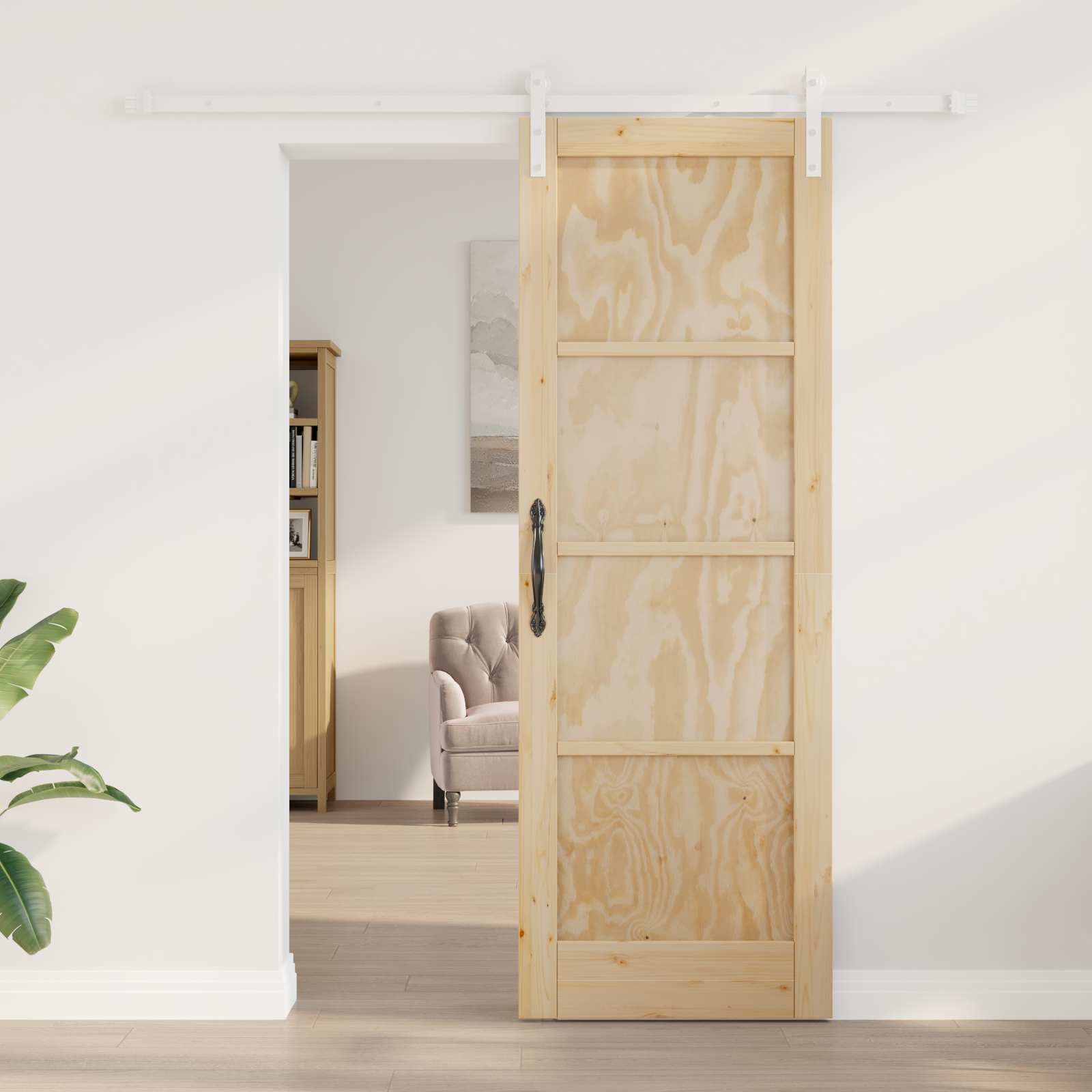 Klizna vrata Prirodna i bijela 73,5 x 211 cm Masivna borovina