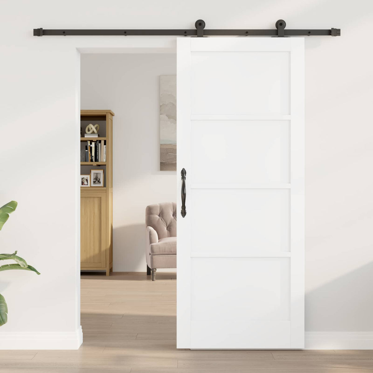 Klizna vrata Bijela i crna 83 x 202 cm Masivna borovina