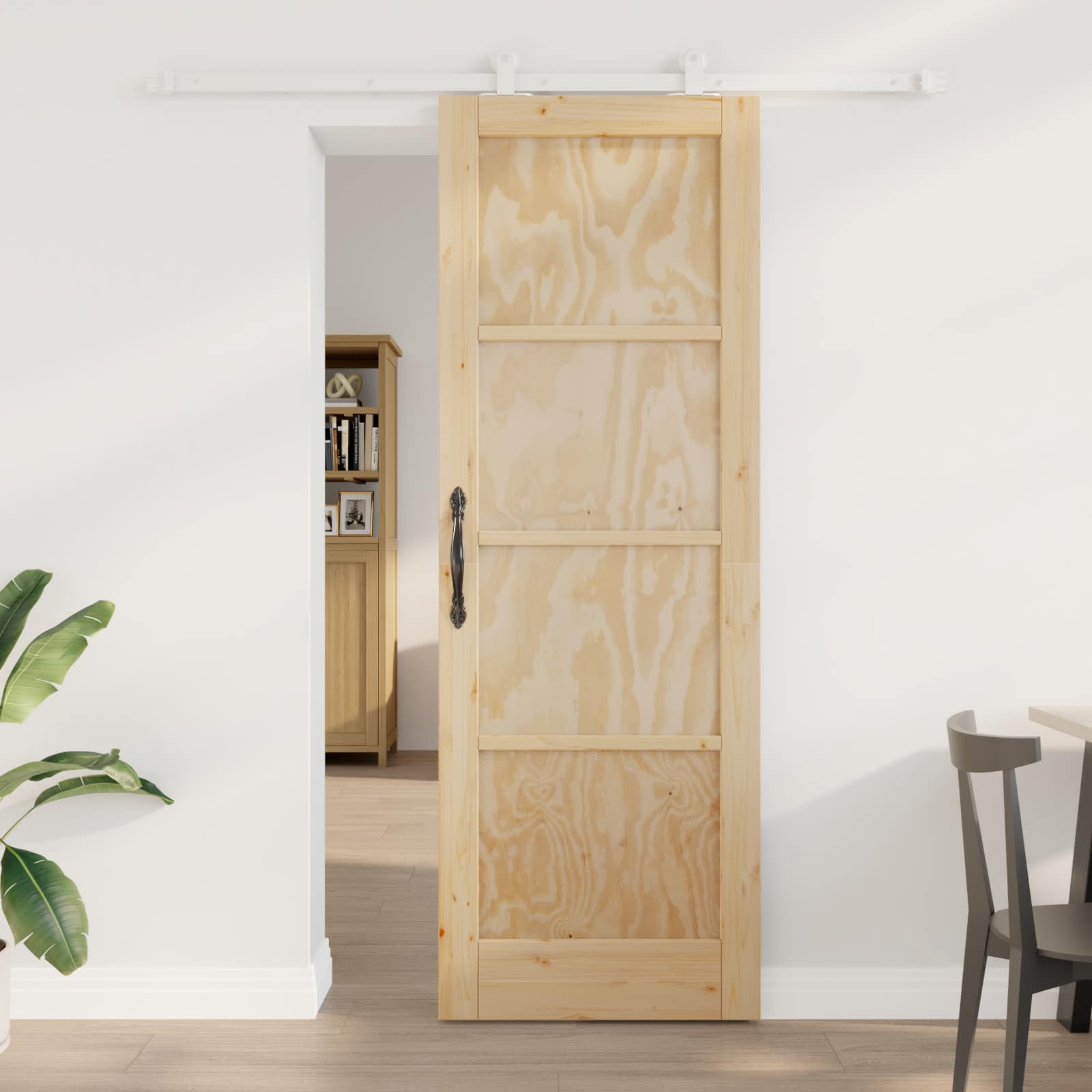 Klizna vrata Prirodna i bijela 73,5 x 211 cm Masivna borovina