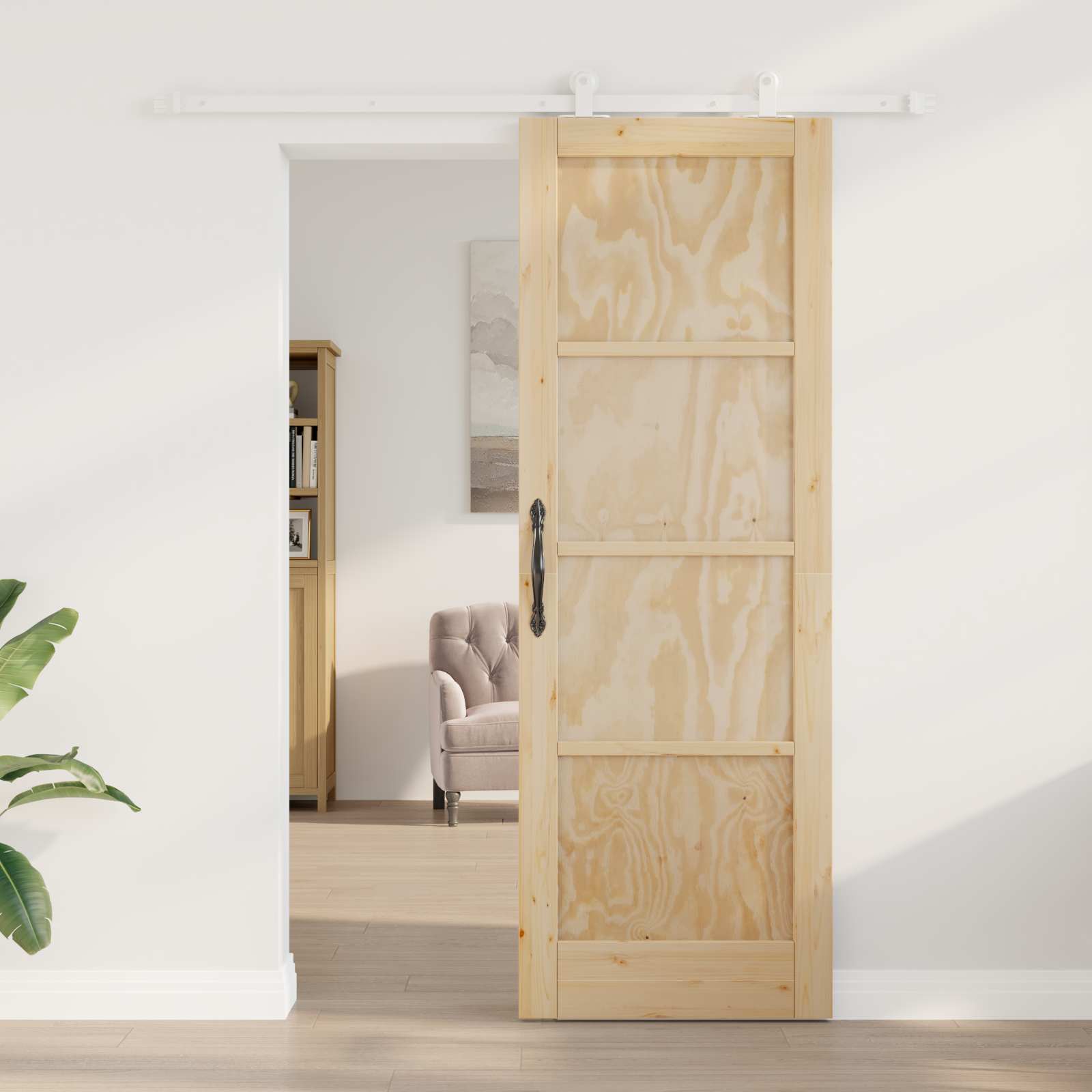Klizna vrata Prirodna i bijela 73,5 x 211 cm Masivna borovina