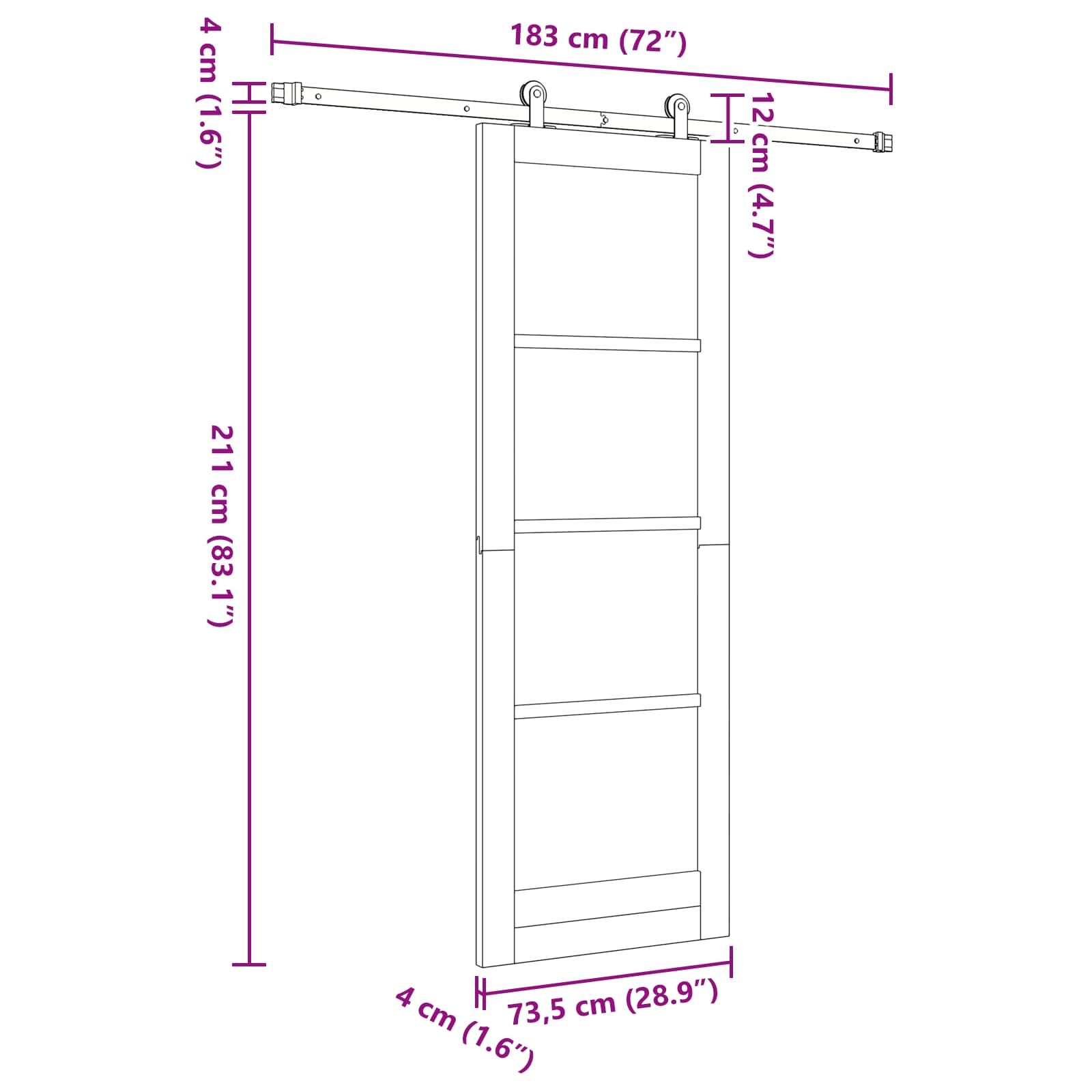 Klizna vrata Prirodna i bijela 73,5 x 211 cm Masivna borovina
