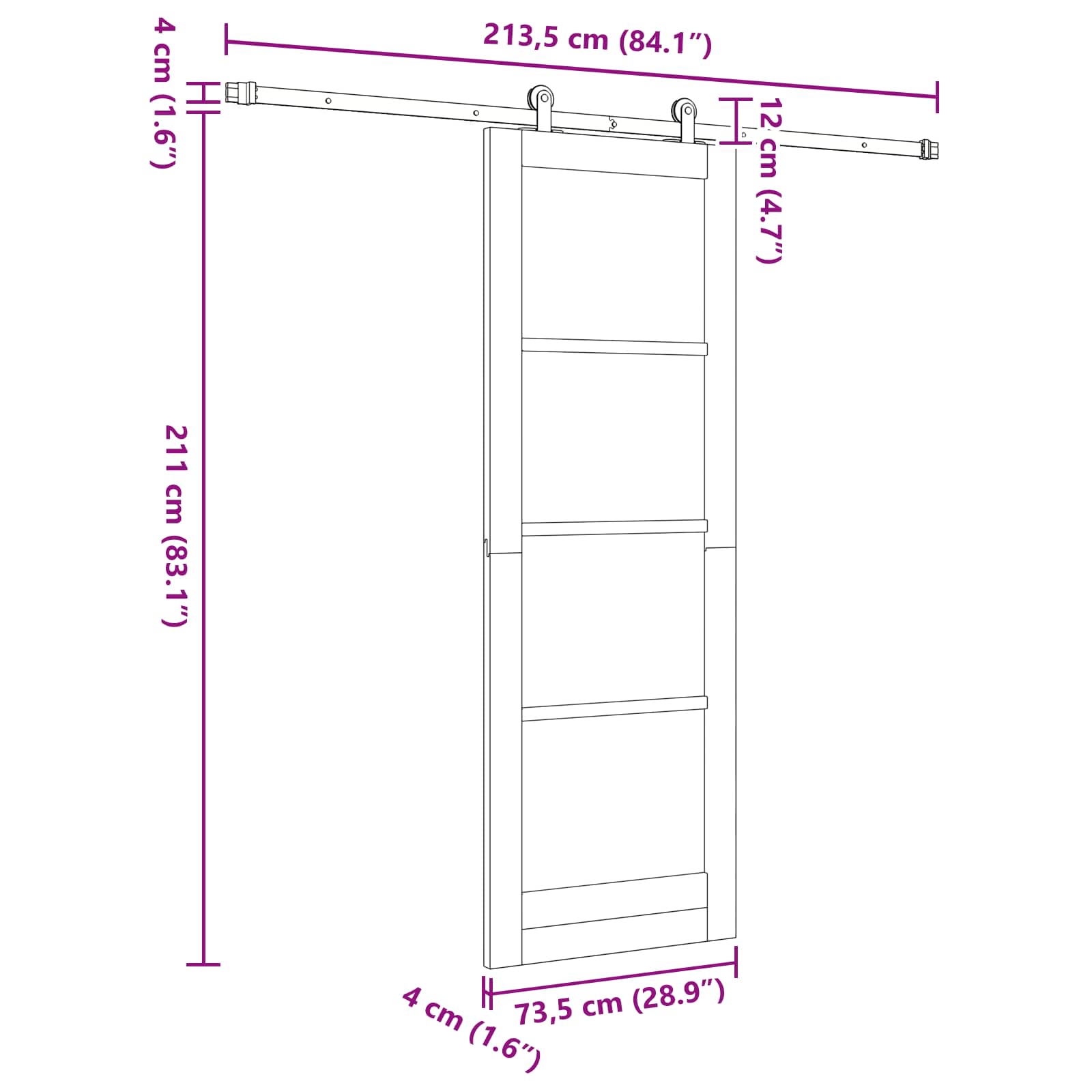 Klizna vrata ORKDAL Prirodna 73,5 x 211 cm Masivna borovina