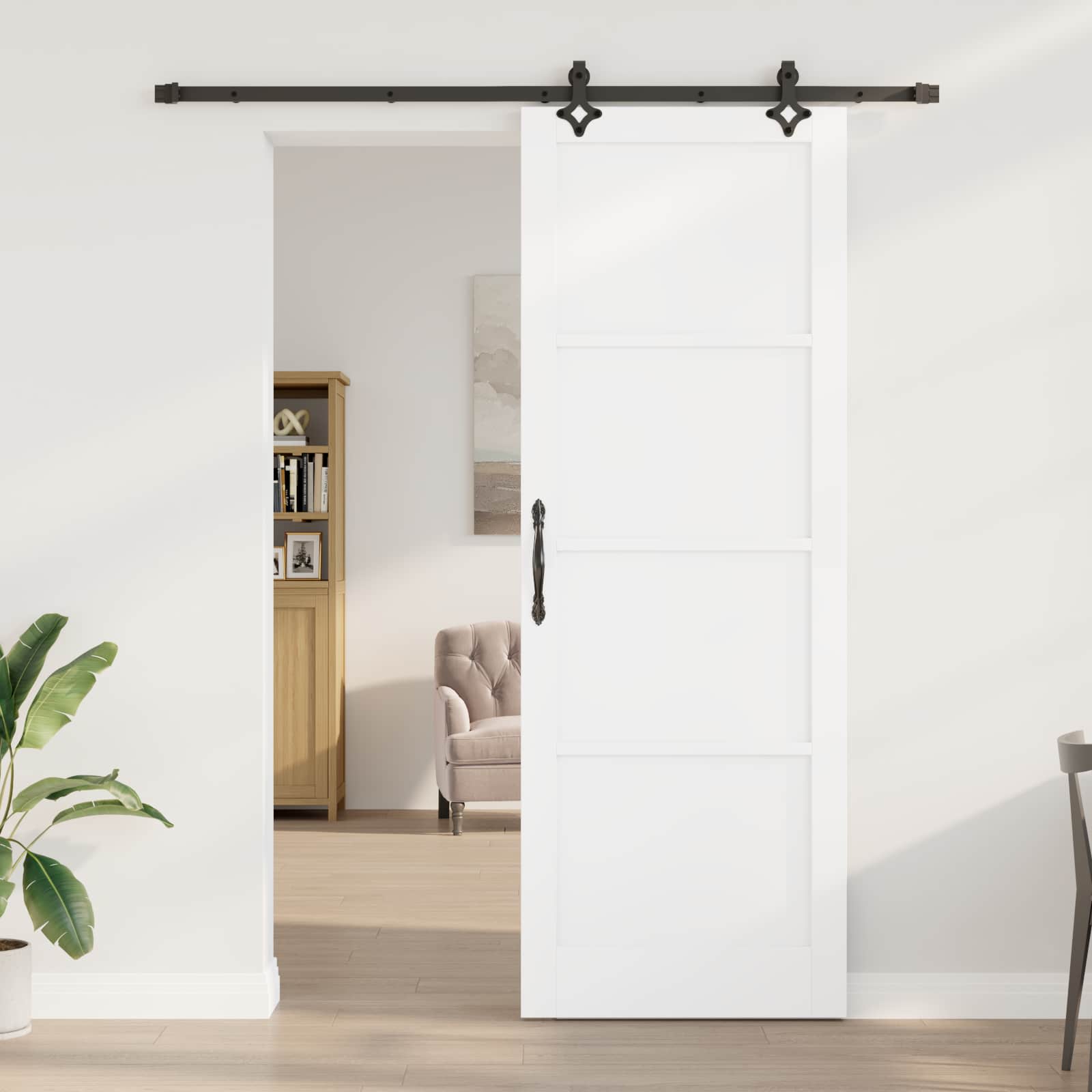 Klizna vrata Bijela i crna 83 x 232 cm Masivna borovina