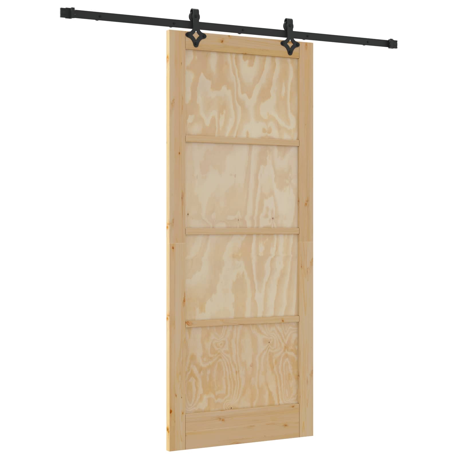 Klizna vrata Prirodna i crna 86 x 211 cm Masivna borovina