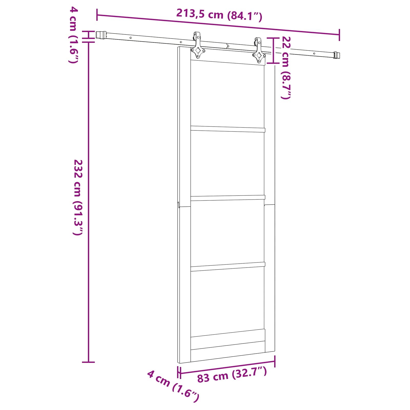 Klizna vrata ORKDAL Prirodna 83 x 232 cm Masivna borovina