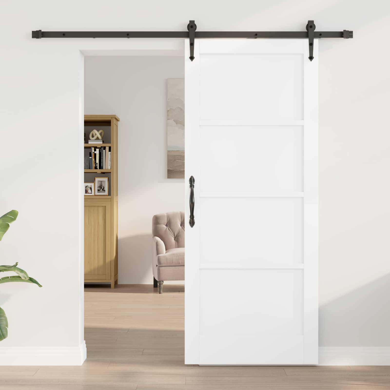 Klizna vrata ORKDAL Bijela i crna 83 x 202 cm Masivna borovina