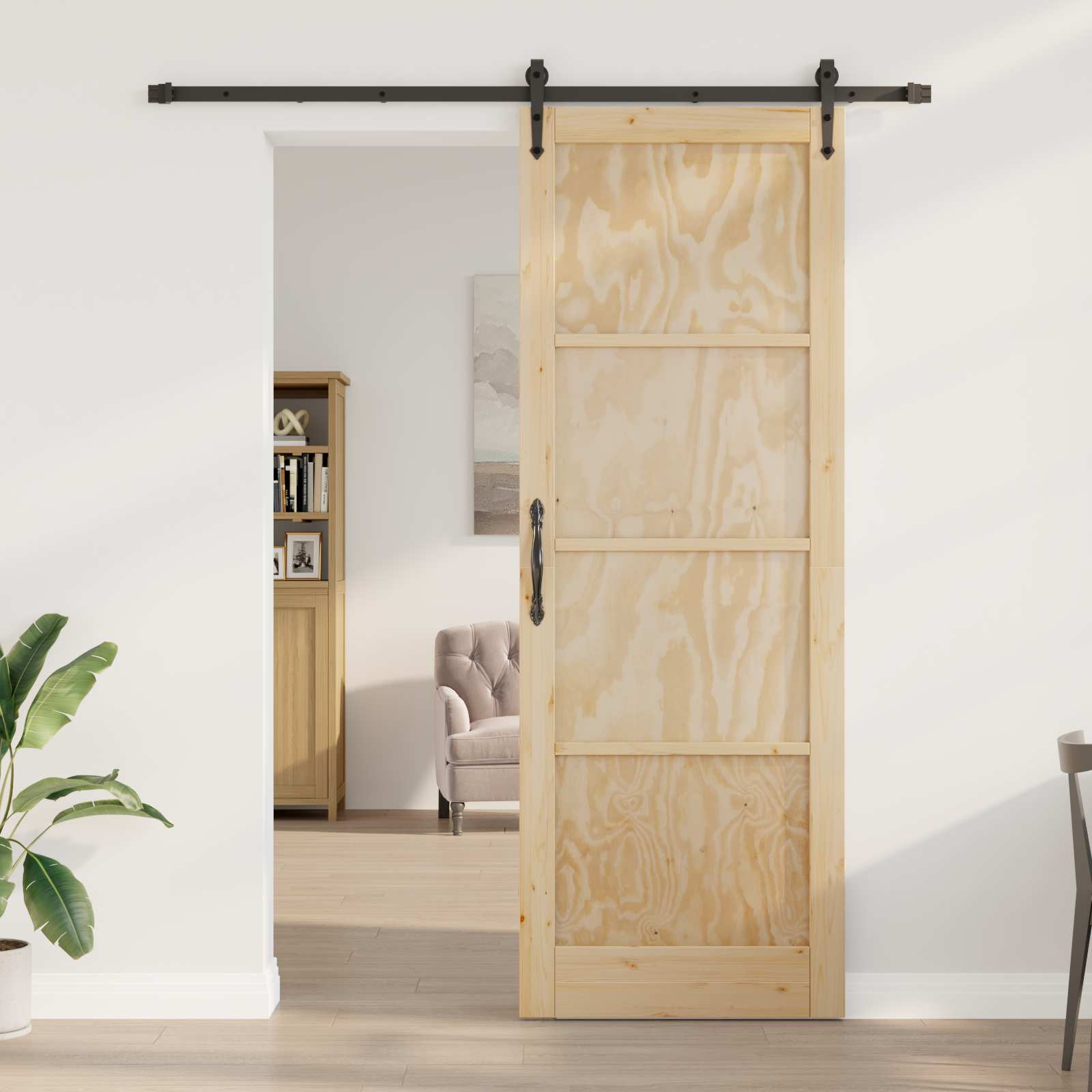 Klizna vrata ORKDAL Prirodna i crna 83 x 232 cm