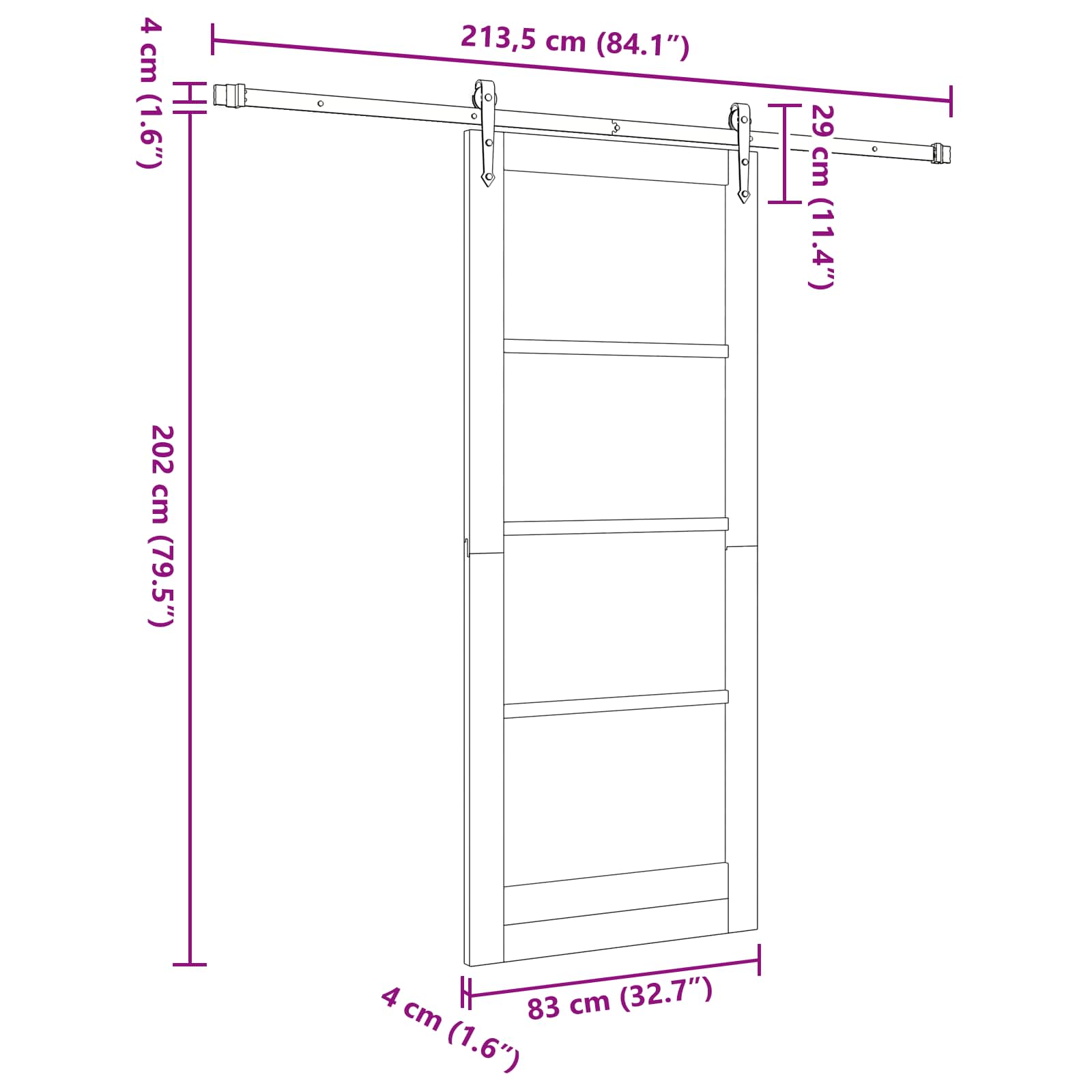 Klizna vrata ORKDAL Bijela 83 x 202 cm Masivna borovina