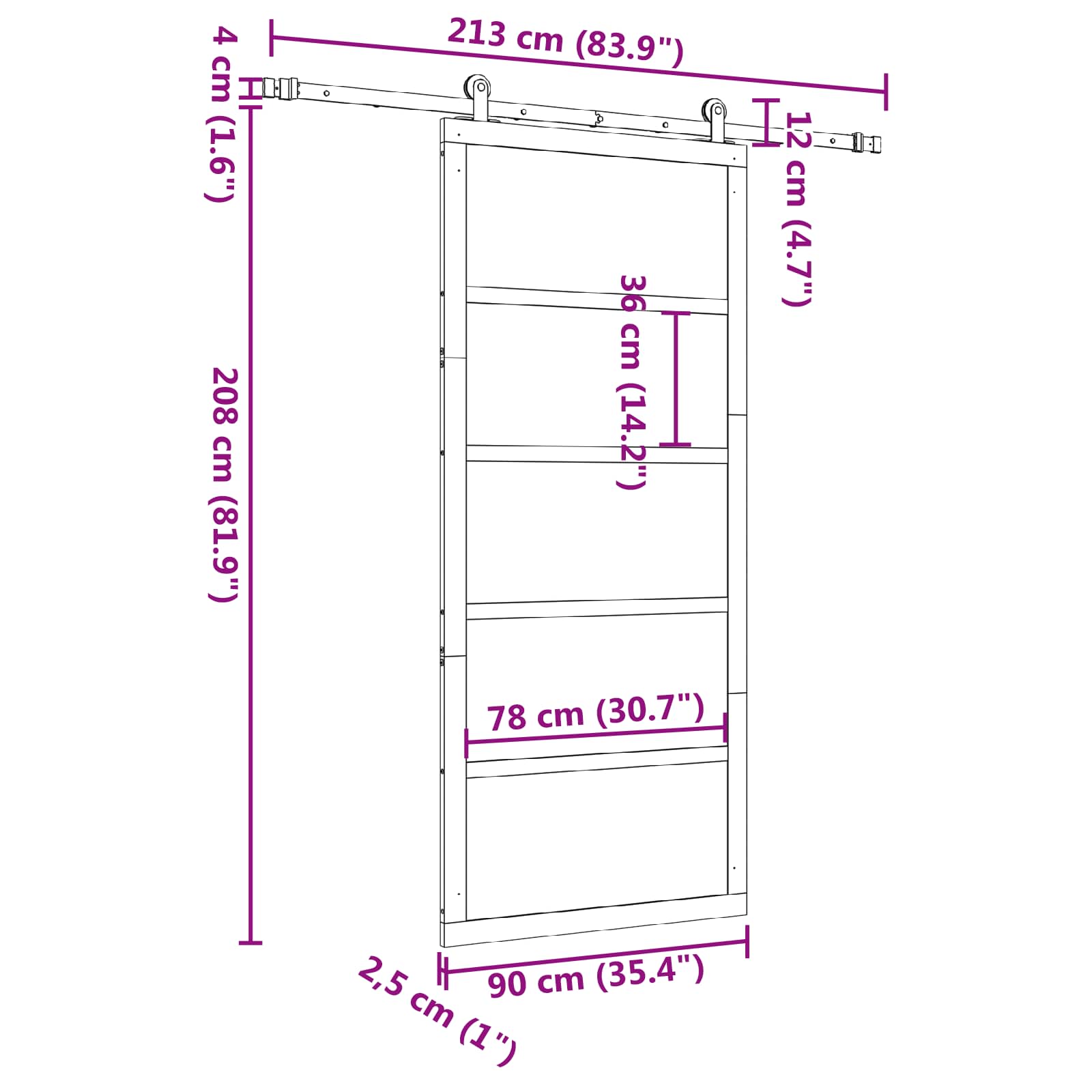 Klizna vrata Prirodna 90 x 208 cm Masivna borovina
