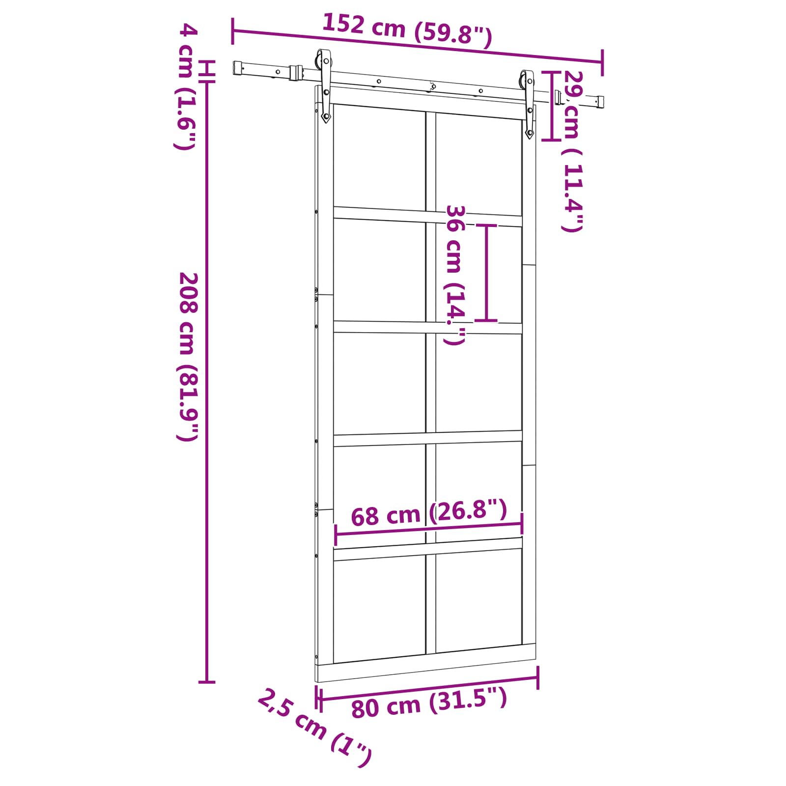 Klizna vrata Prirodna 80 x 208 cm Masivna borovina