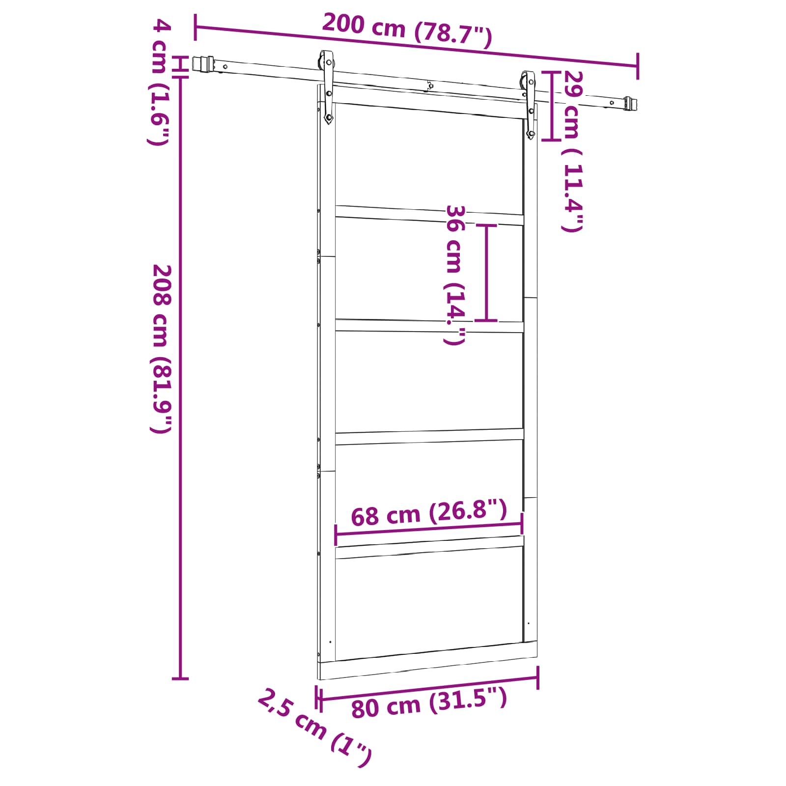 Klizna vrata Prirodna 80 x 208 cm Masivna borovina