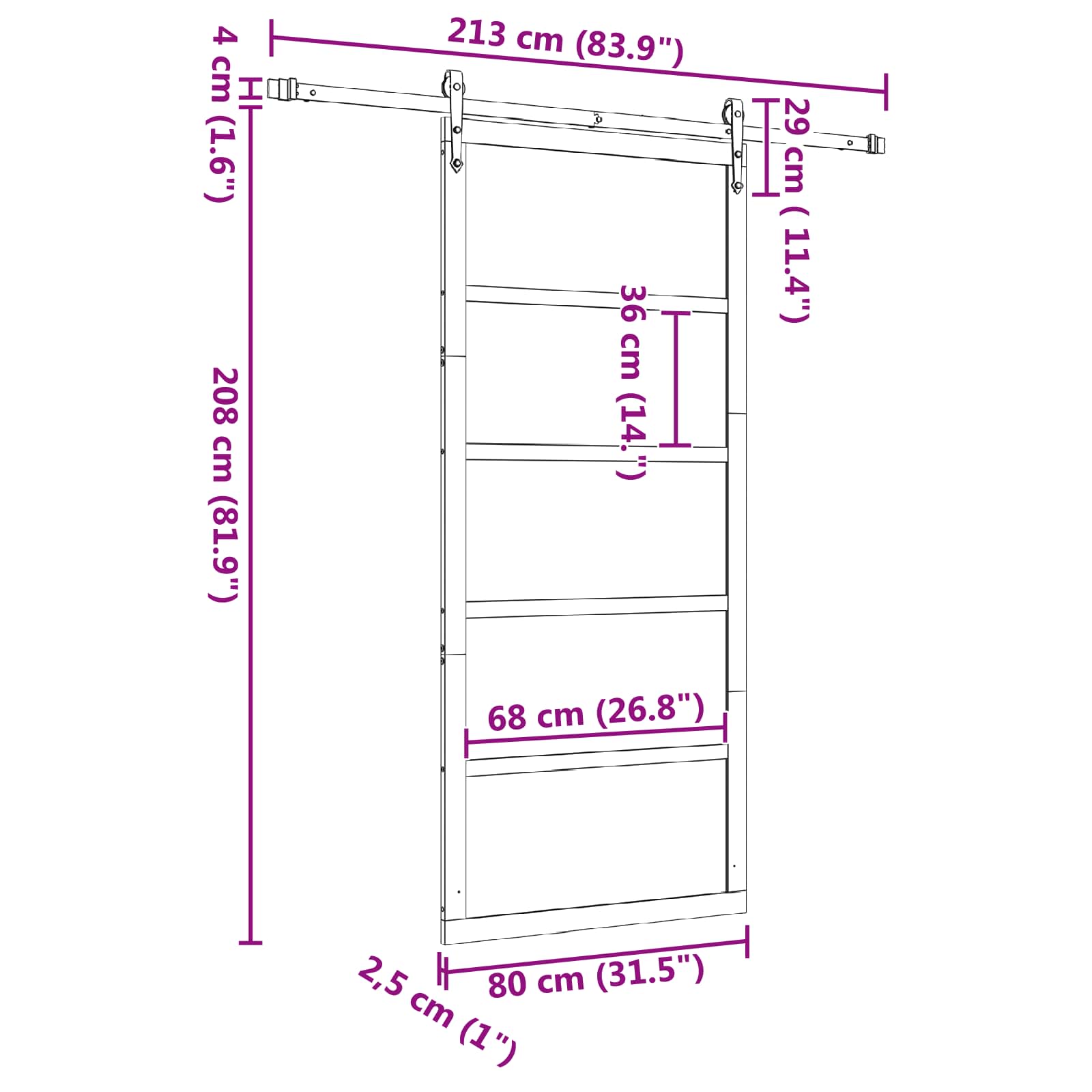 Klizna vrata Prirodna 80 x 208 cm Masivna borovina