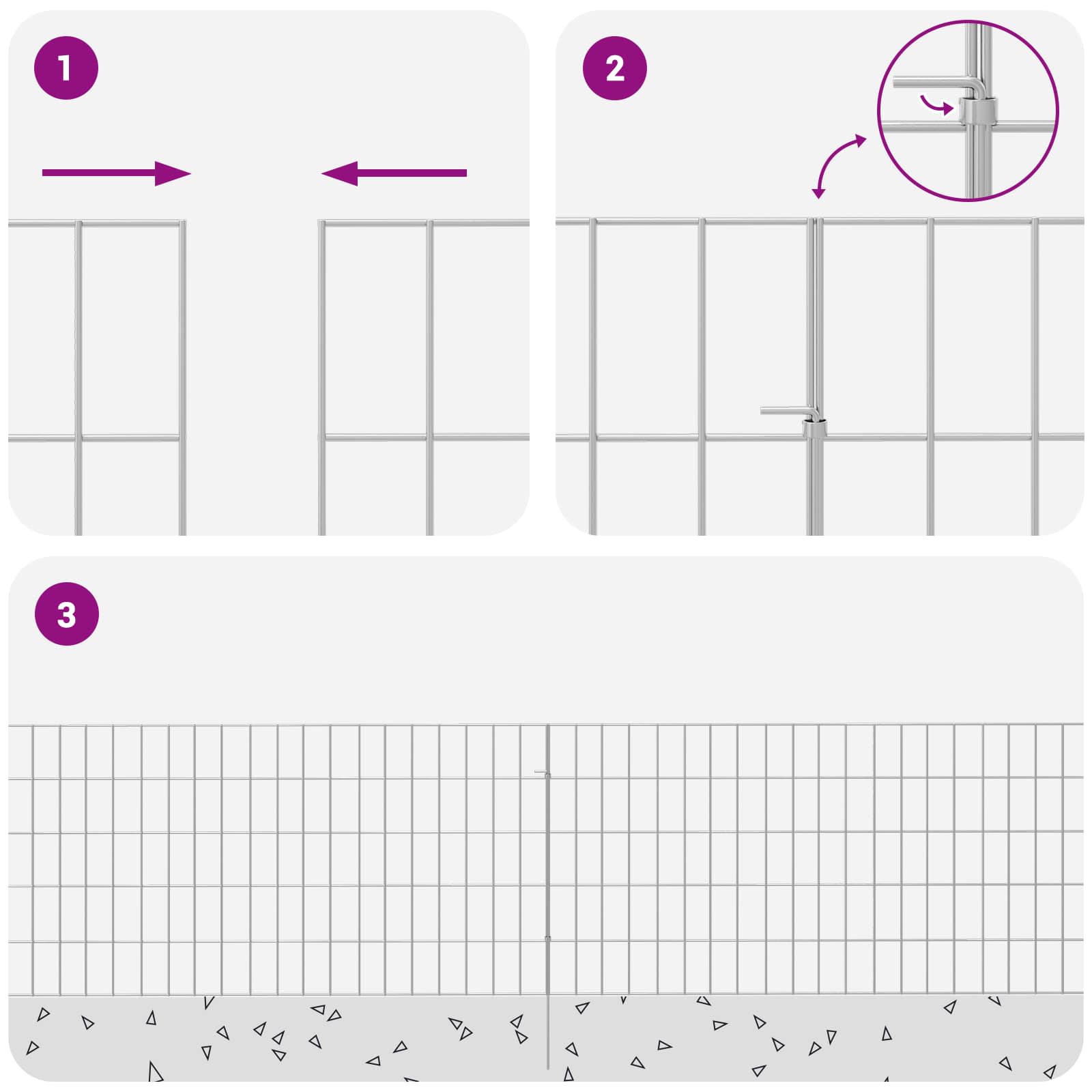 Ograda za vrt s kolčićima 48 pcs 115 x 50 cm Mesh Srebrna