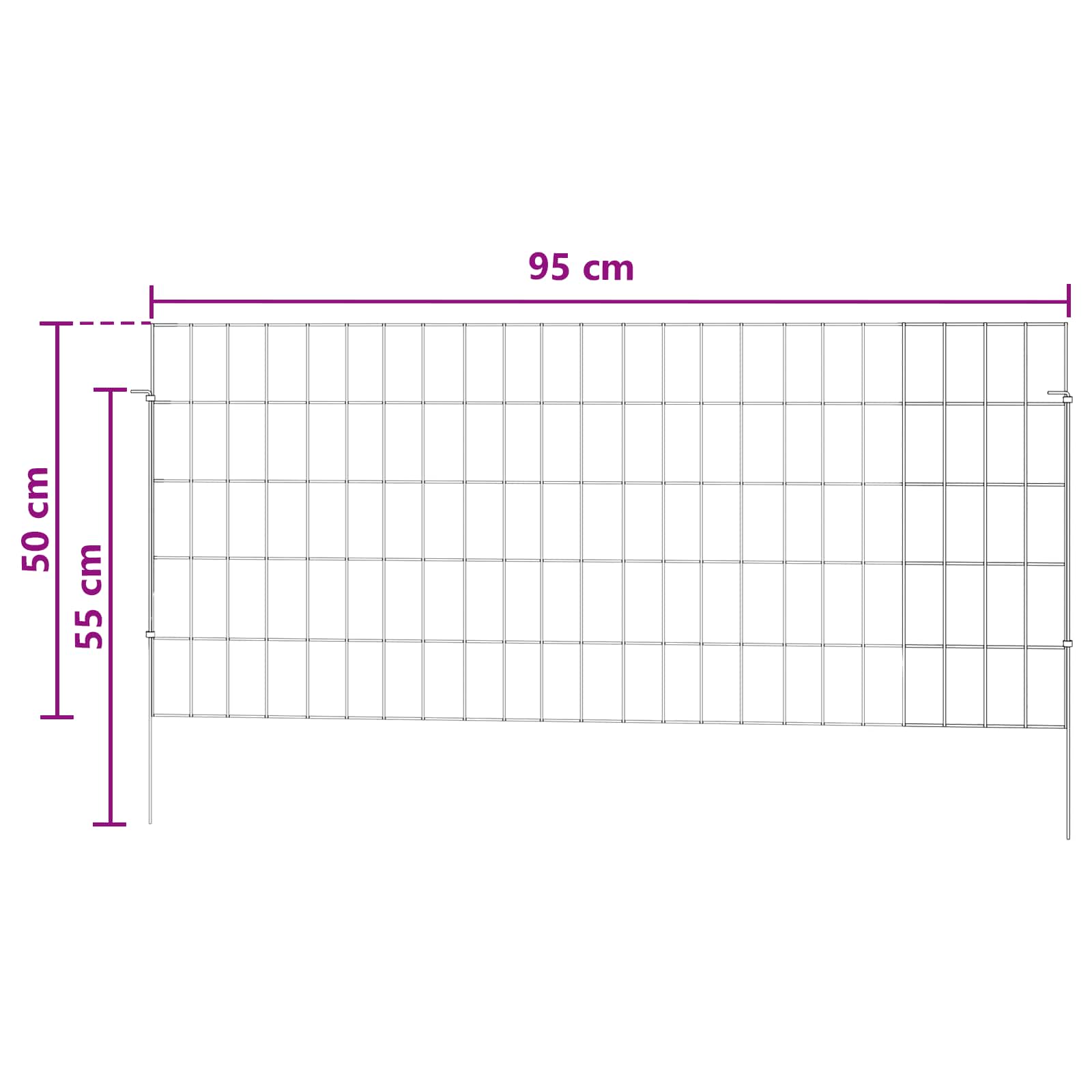 Ograda za vrt s kolčićima 48 pcs 115 x 50 cm Mesh Srebrna