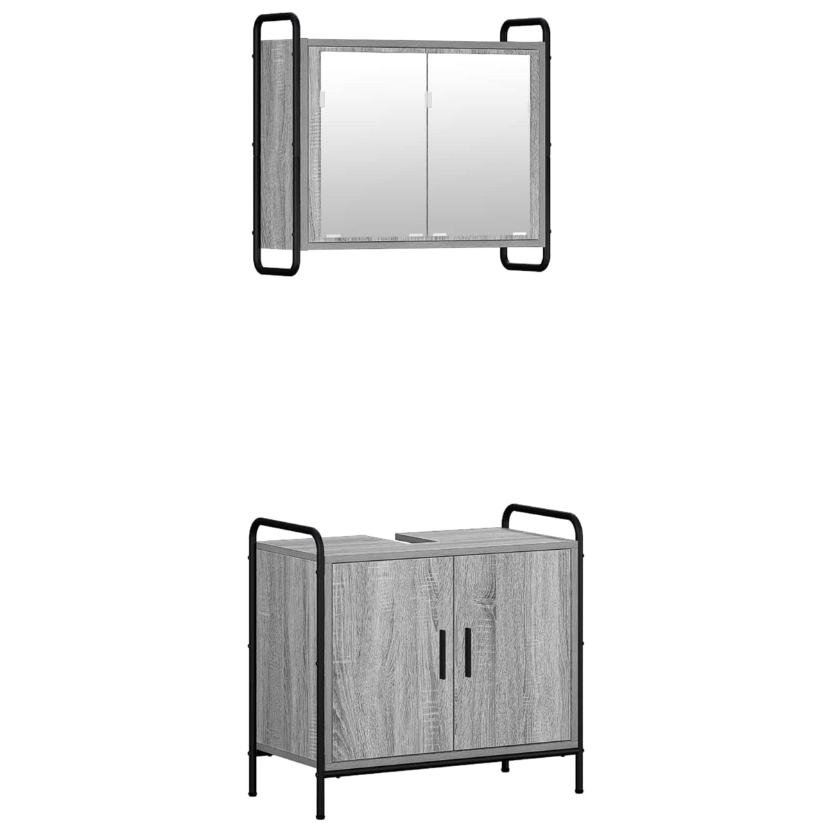 Set ormarića za kupaonicu 2 kom. Siva Sonoma 65,5 x 34 x 61 cm