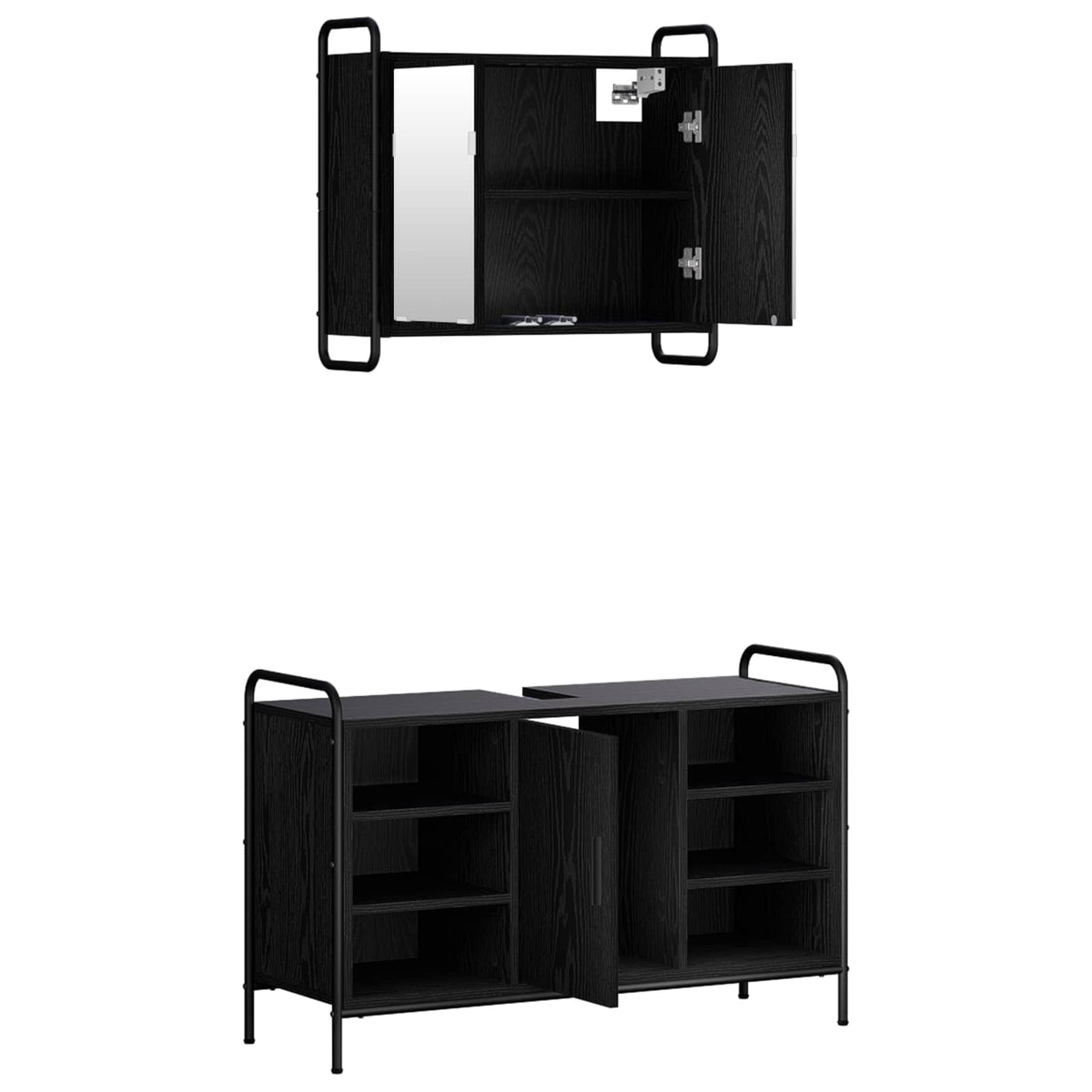 Set ormarića za kupaonicu 2 kom. Crni hrast 65,5 x 34 x 61 cm