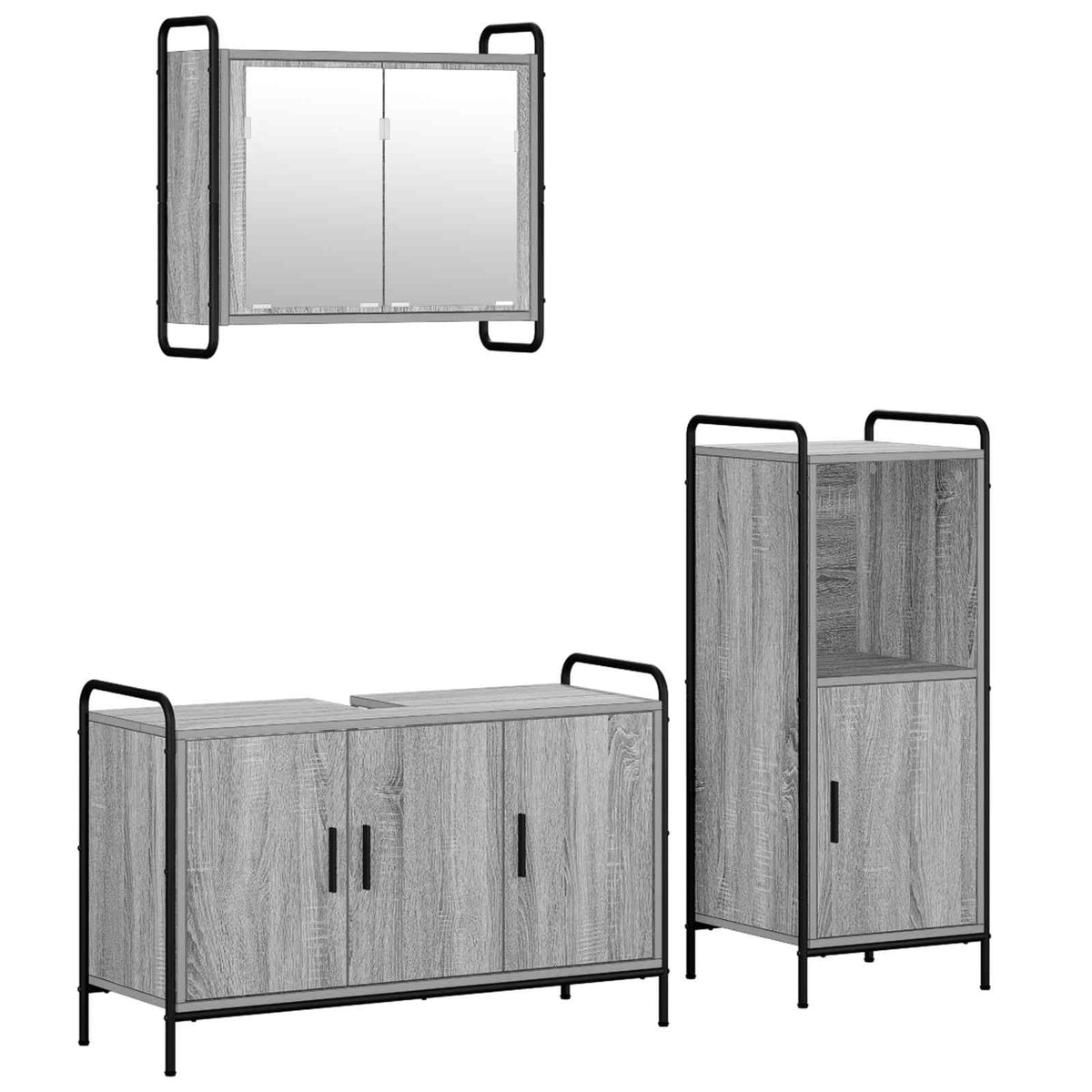Set ormarića za kupaonicu 3 kom. Siva Sonoma 40 x 36 x 99,5 cm