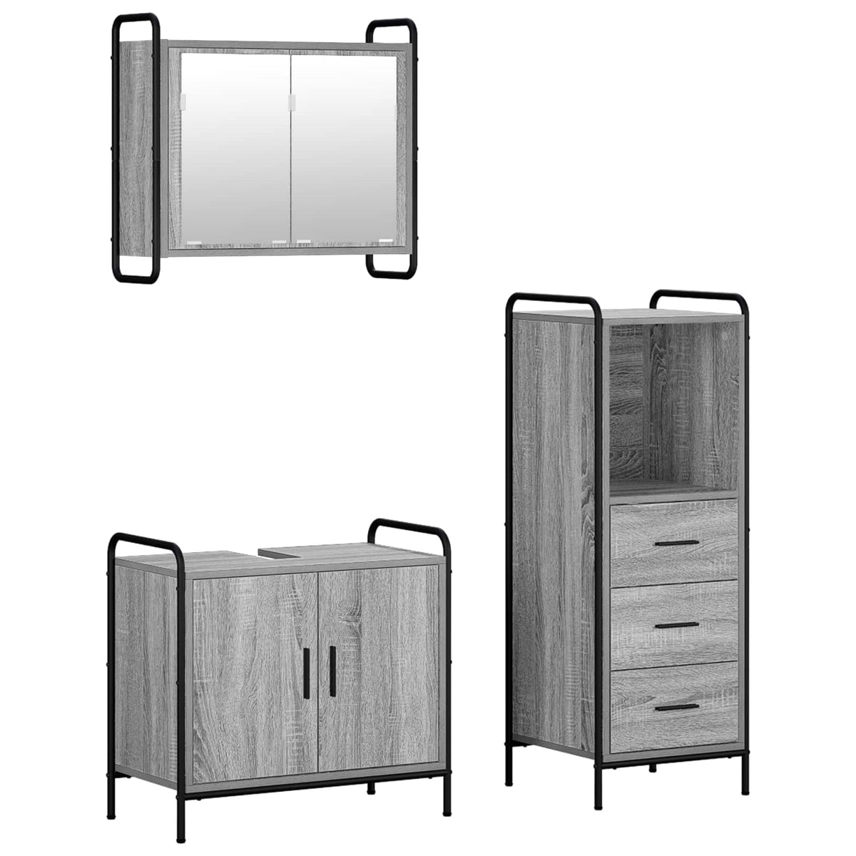 Set ormarića za kupaonicu 3 kom. Siva Sonoma 40 x 36 x 109,5 cm