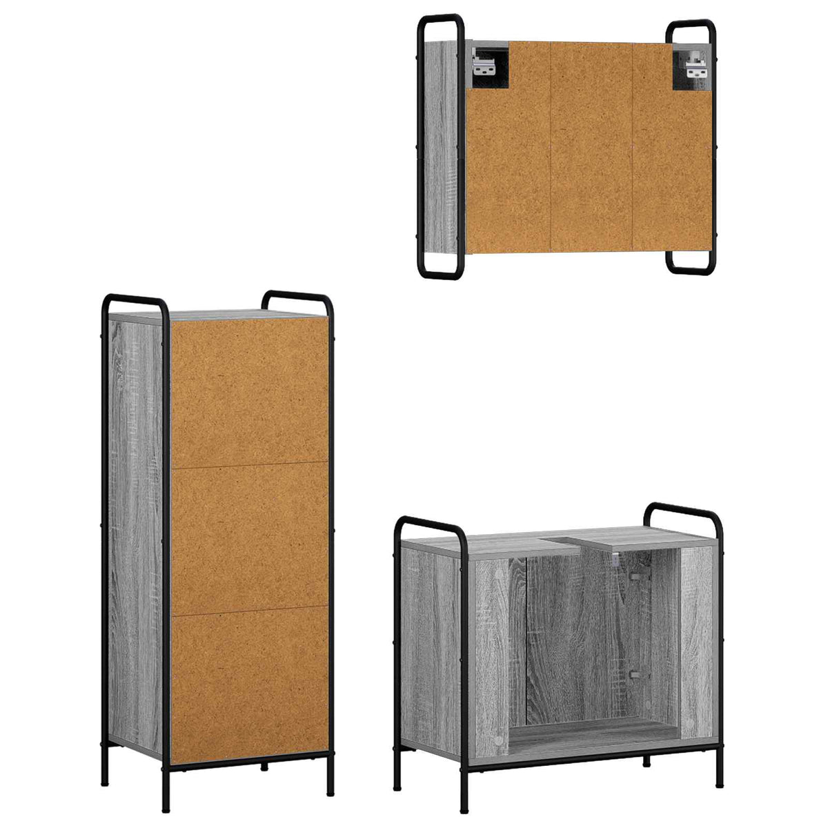 Set ormarića za kupaonicu 3 kom. Siva Sonoma 40 x 36 x 109,5 cm