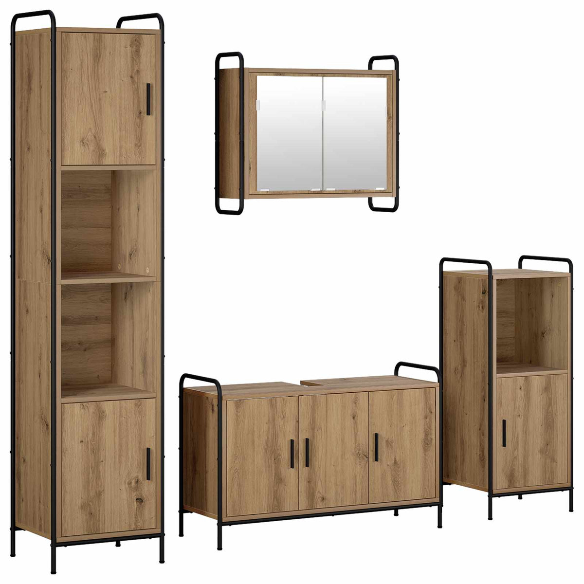 Set ormarića za kupaonicu 4 kom. Hrast artisan 40 x 36 x 181 cm