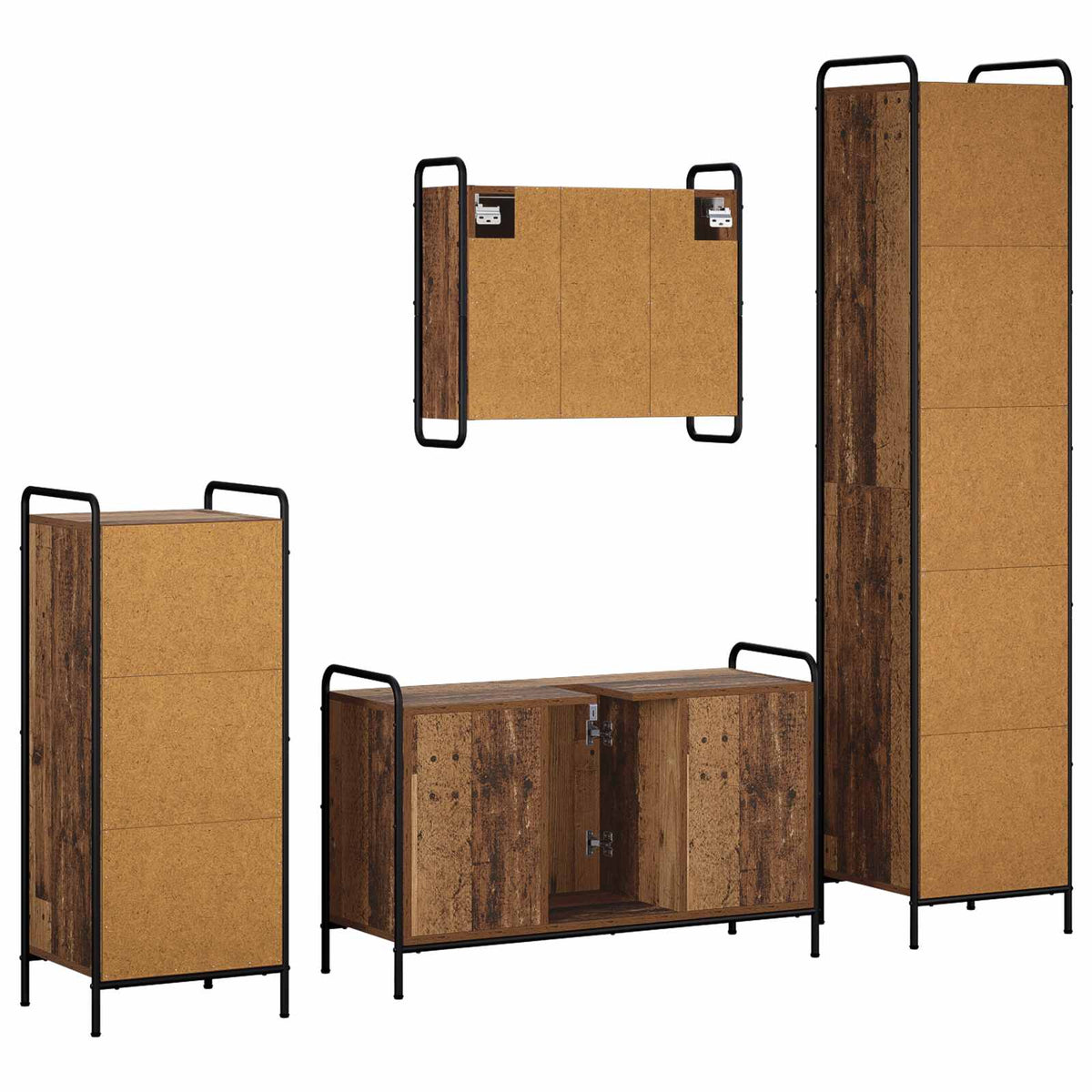 Set ormarića za kupaonicu 4 kom. Staro drvo 40 x 36 x 181 cm