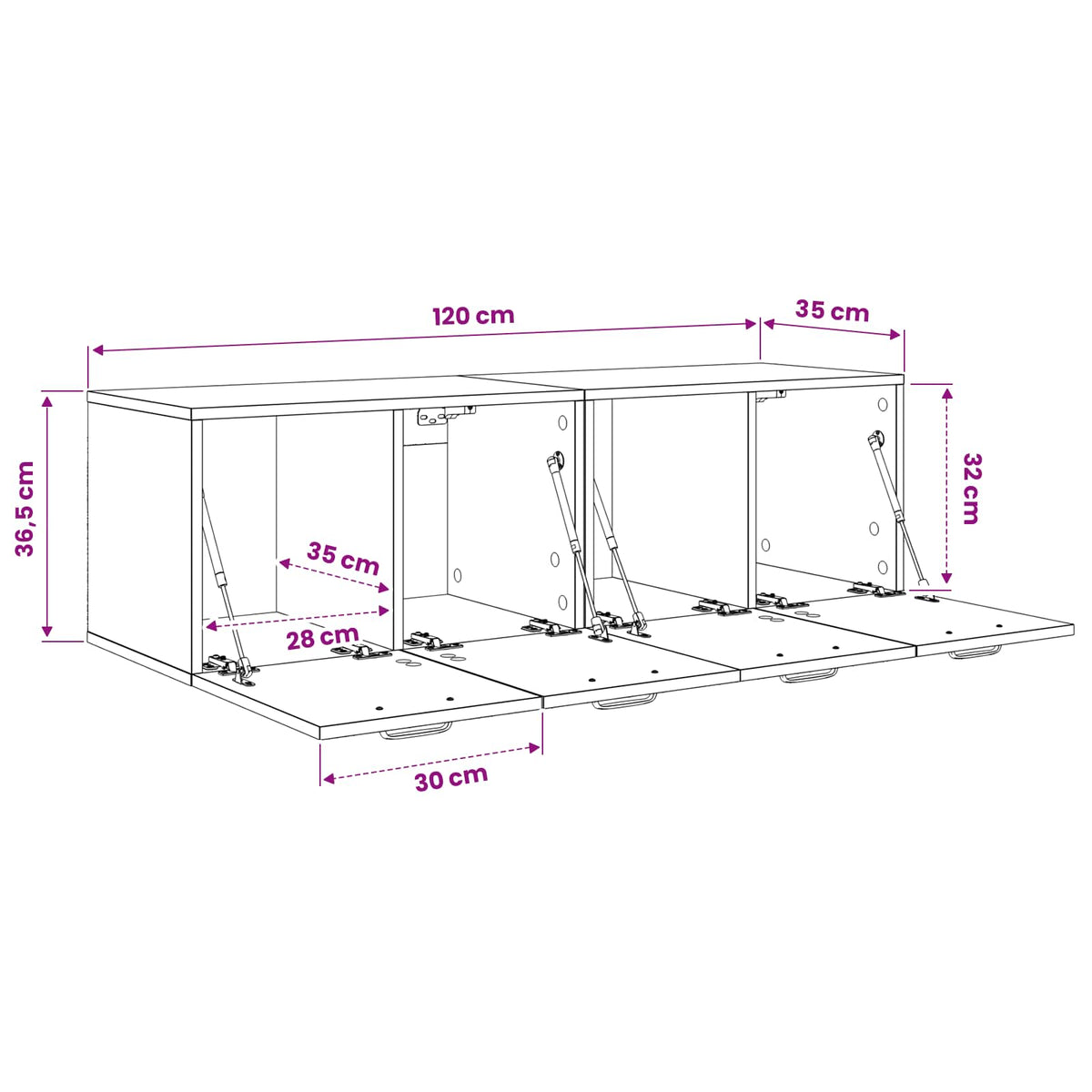 Ormar za Zid 2 kom. 120 x 36.5 x 35 cm Konstruirano drvo