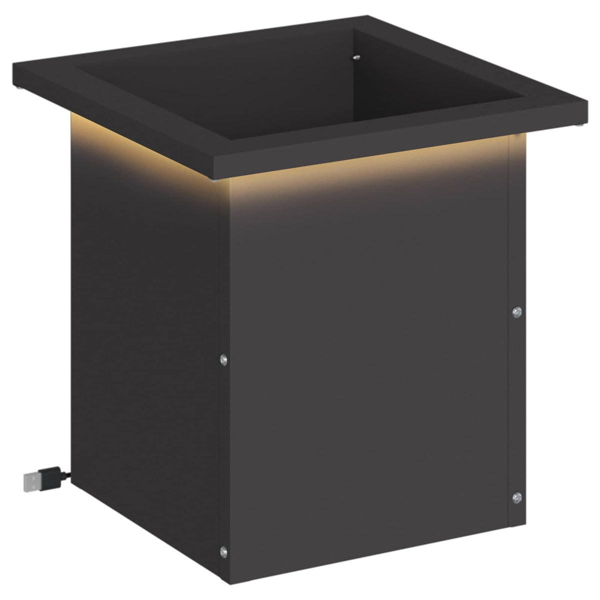 Vrtna posuda za sadnju s LED svjetlom Crna 30 x 30 x 30 cm