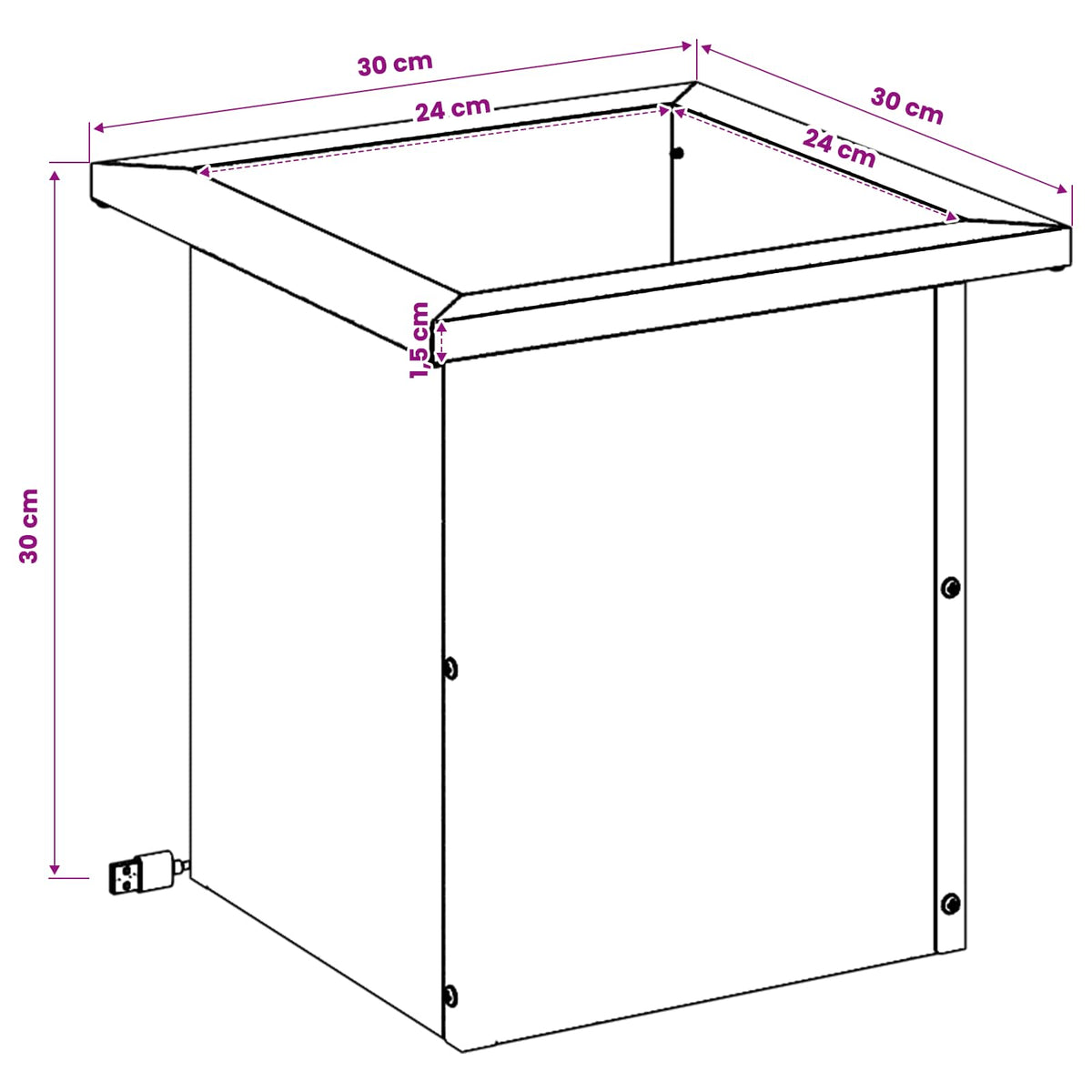 Vrtna posuda za sadnju s LED svjetlom Srebrna 30 x 30 x 30 cm