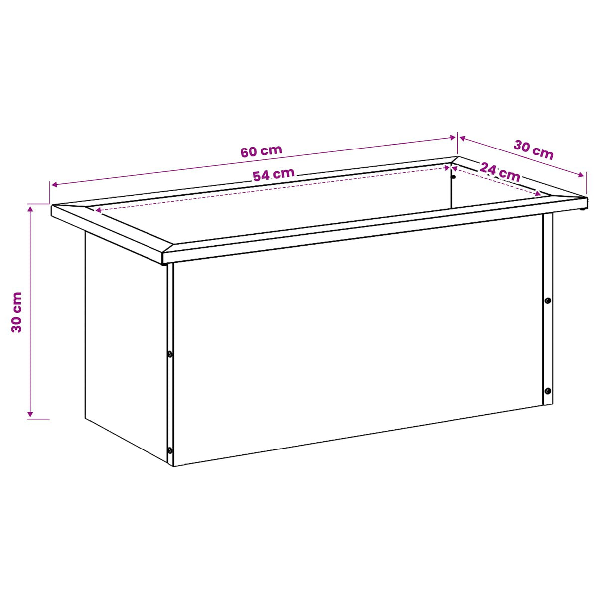 Vrtna posuda za sadnju s LED svjetlom Crna 30 x 60 x 30 cm