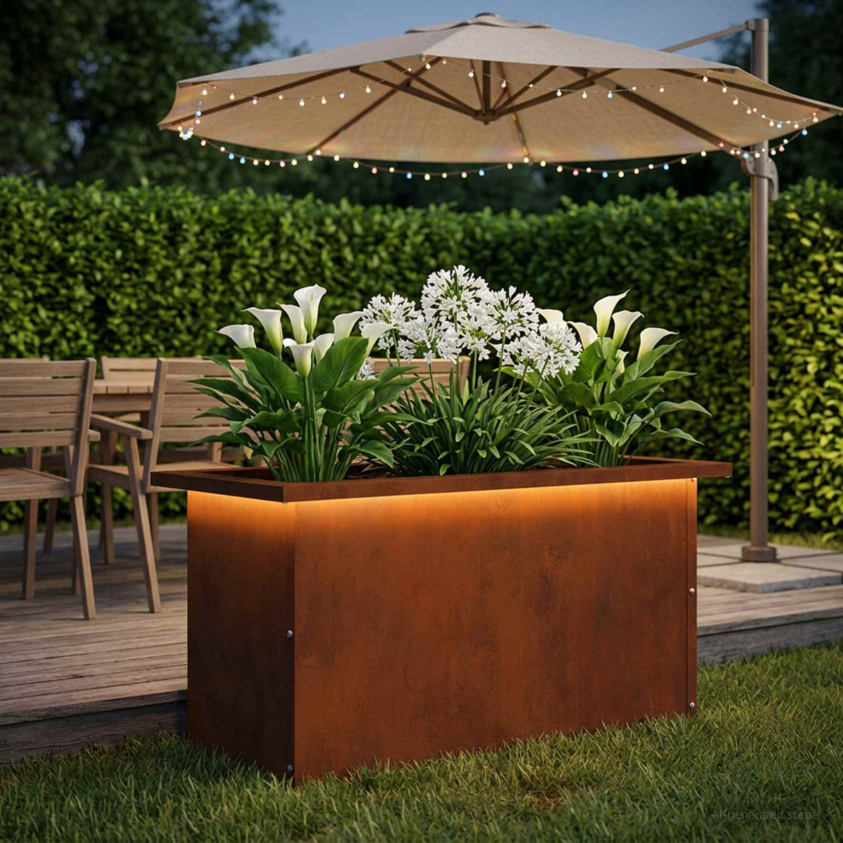 Vrtna posuda za sadnju s LED svjetlom Rđa 30 x 60 x 30 cm