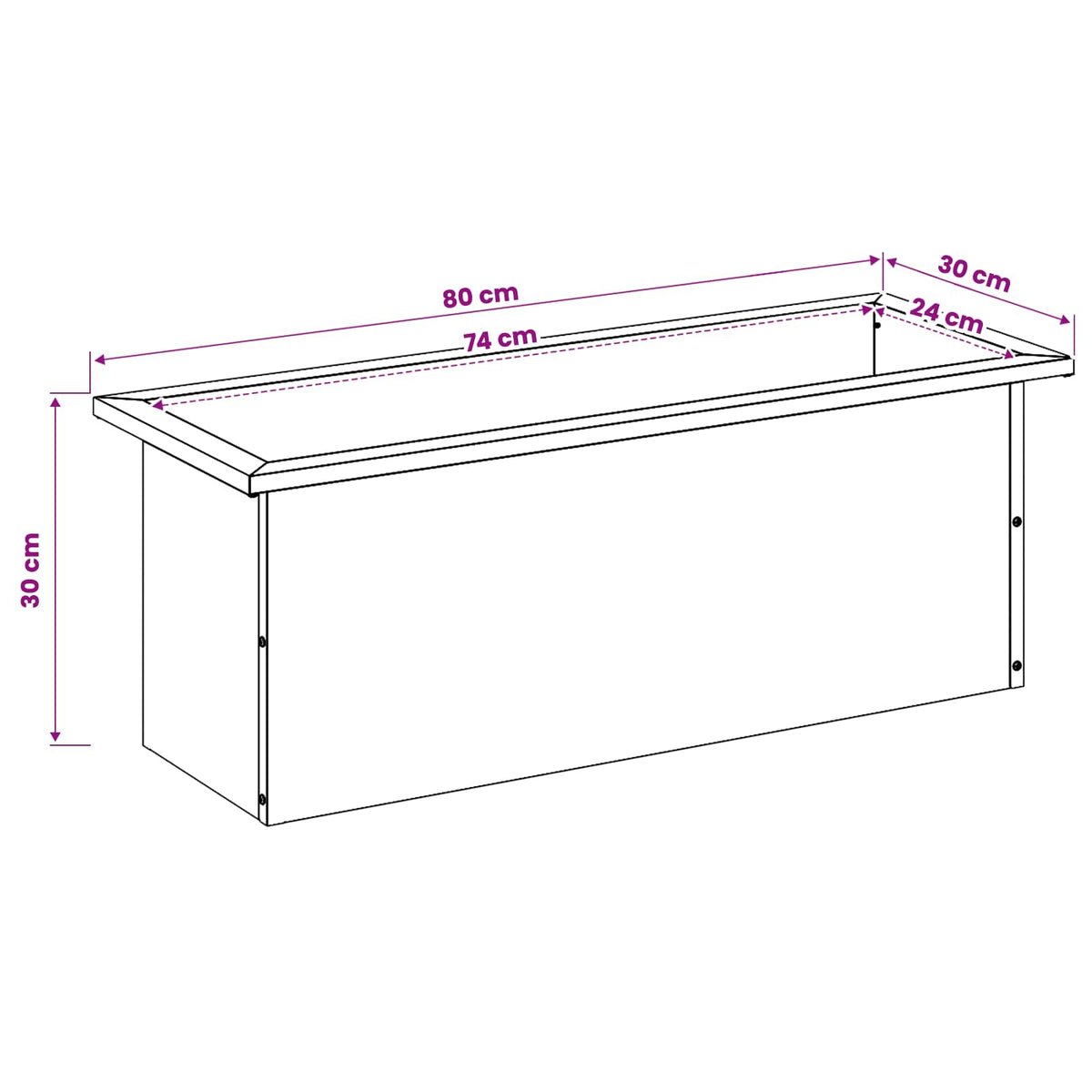 Vrtna posuda za sadnju s LED svjetlom Crna 30 x 80 x 30 cm