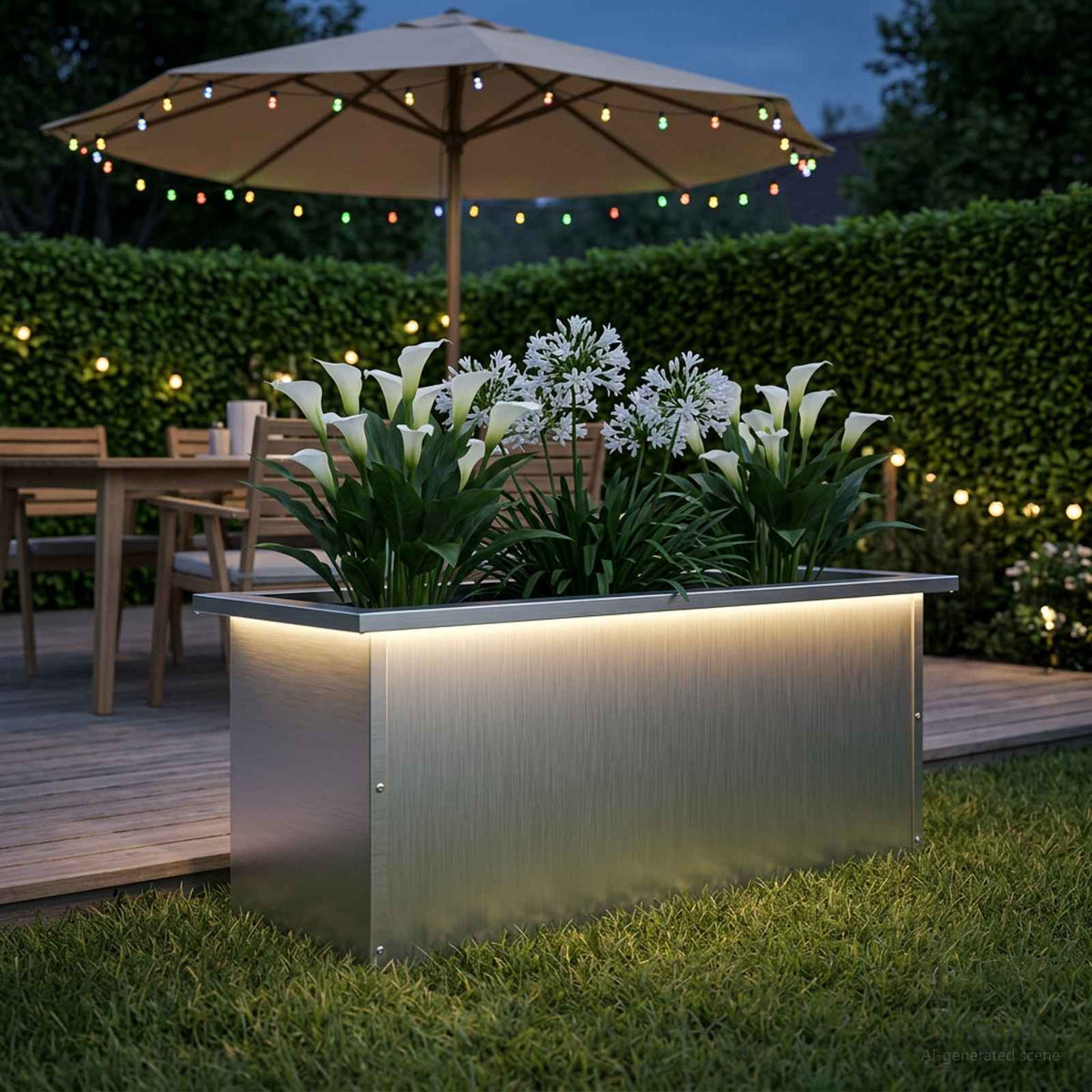 Vrtna posuda za sadnju s LED svjetlom Bijela 30 x 80 x 30 cm