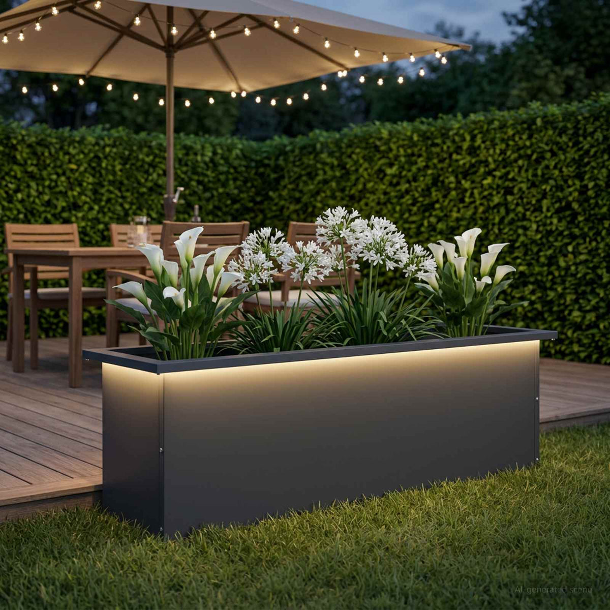 Vrtna posuda za sadnju s LED svjetlom Antracit 30 x 100 x 30 cm
