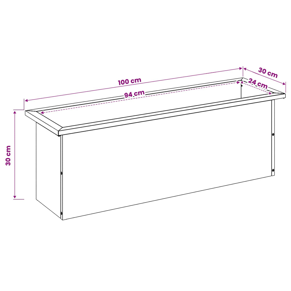 Vrtna posuda za sadnju s LED svjetlom Srebrna 30 x 100 x 30 cm