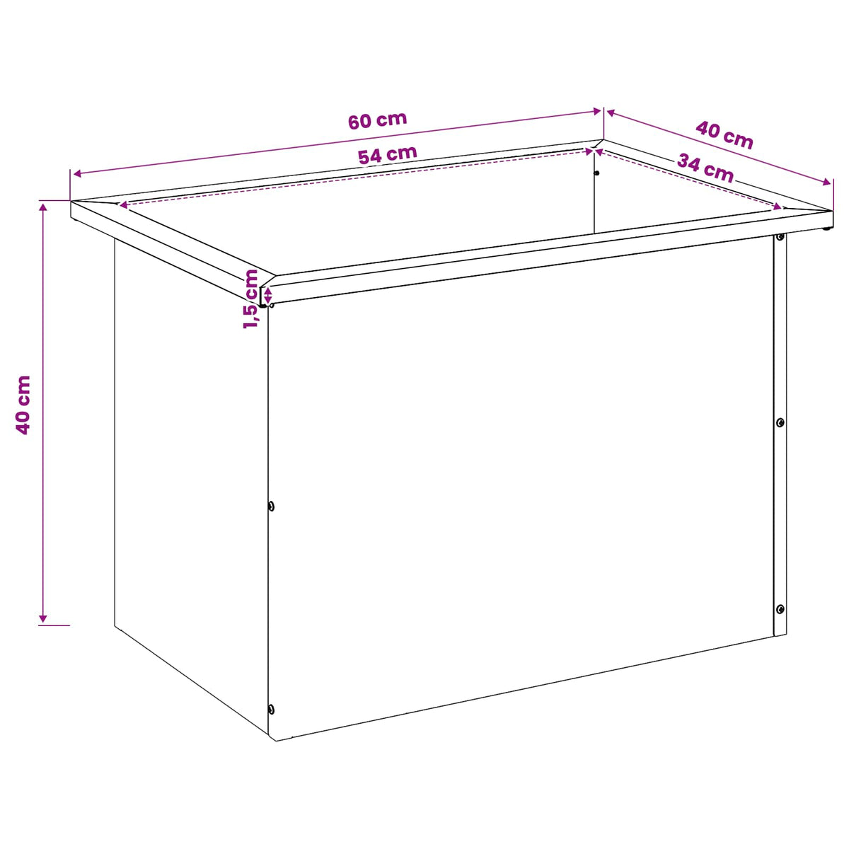 Vrtna posuda za sadnju s LED svjetlom Crna 40 x 60 x 40 cm