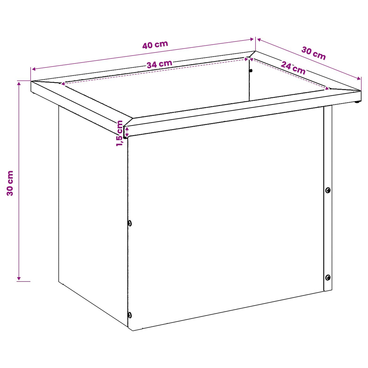 Vrtna posuda za sadnju s LED svjetlom Crna 40 x 80 x 40 cm