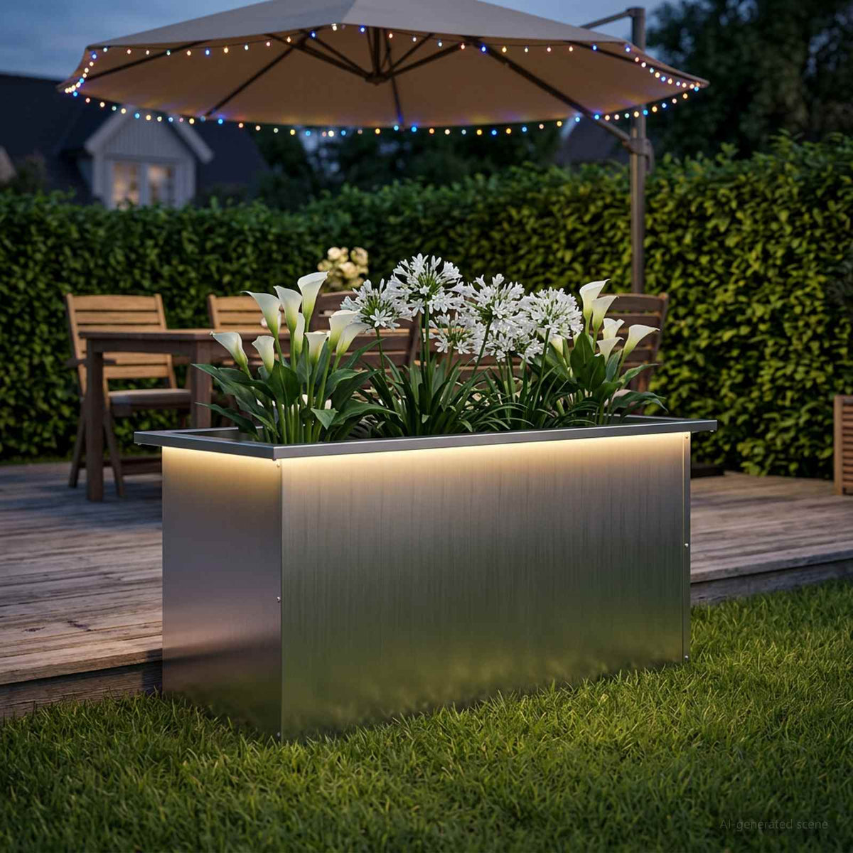 Vrtna posuda za sadnju s LED svjetlom Srebrna 40 x 80 x 40 cm