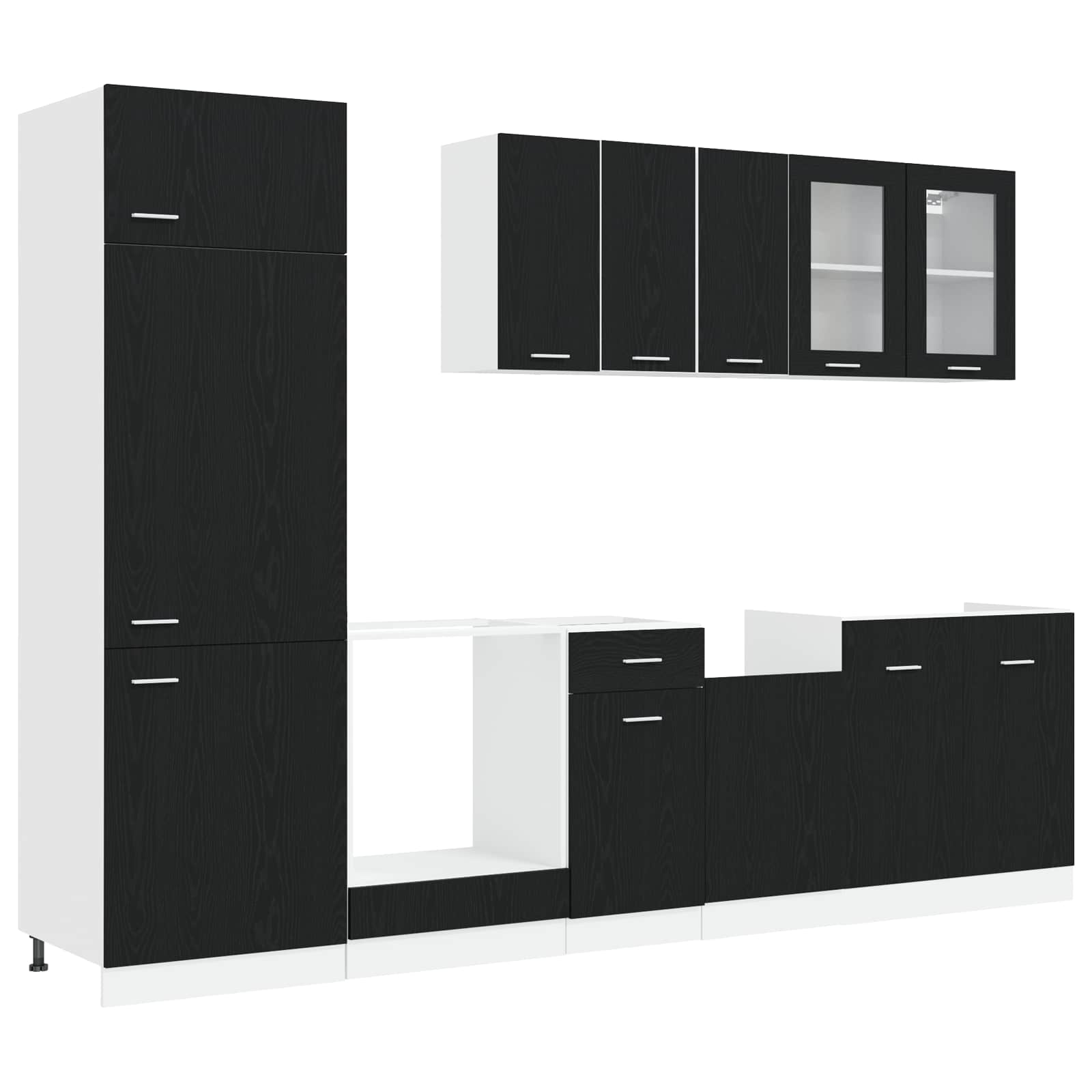 Kuhinjska jedinica Lyon 8 pcs Crni hrast Konstruirano drvo