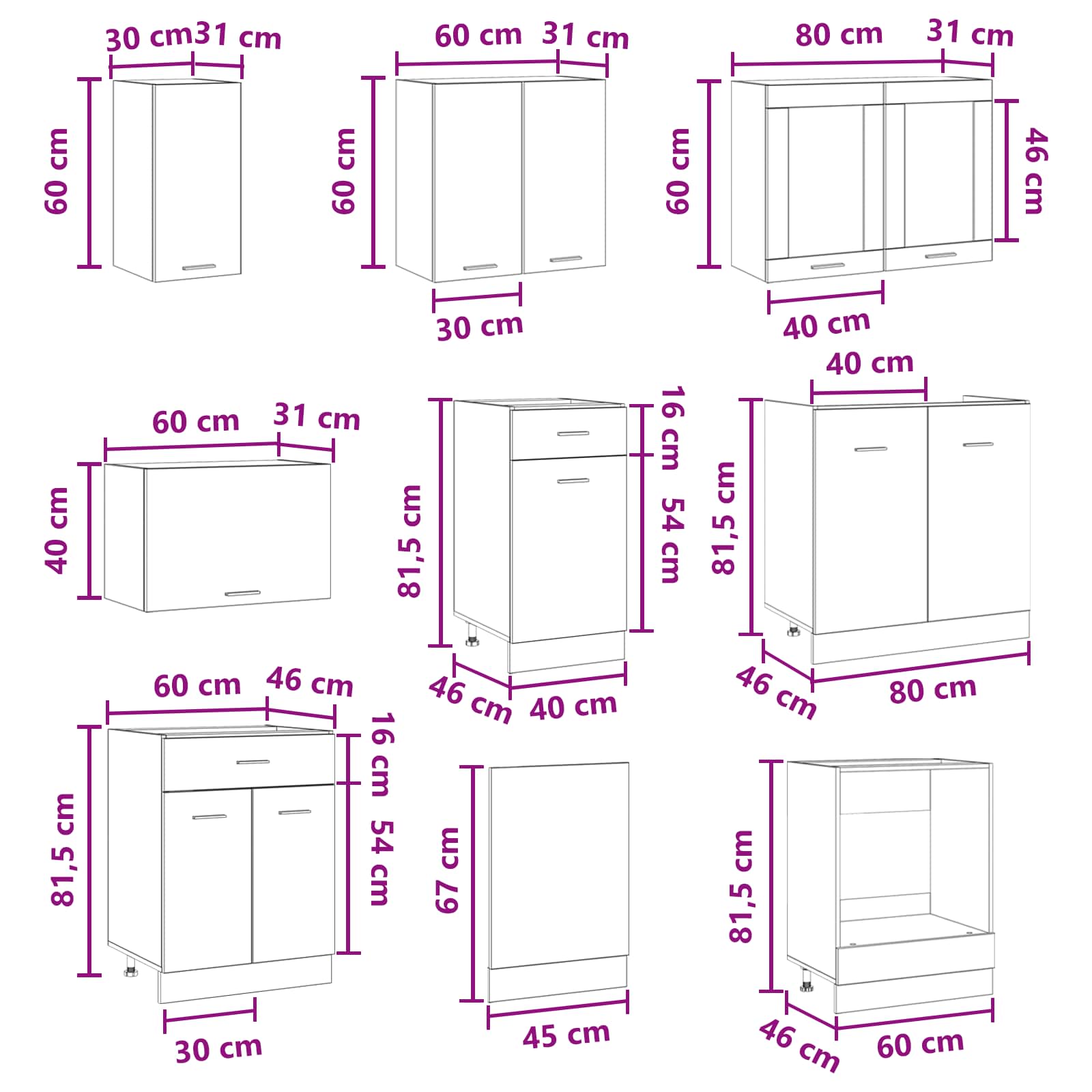 Kuhinjska jedinica Lyon 8 pcs Konstruirano drvo