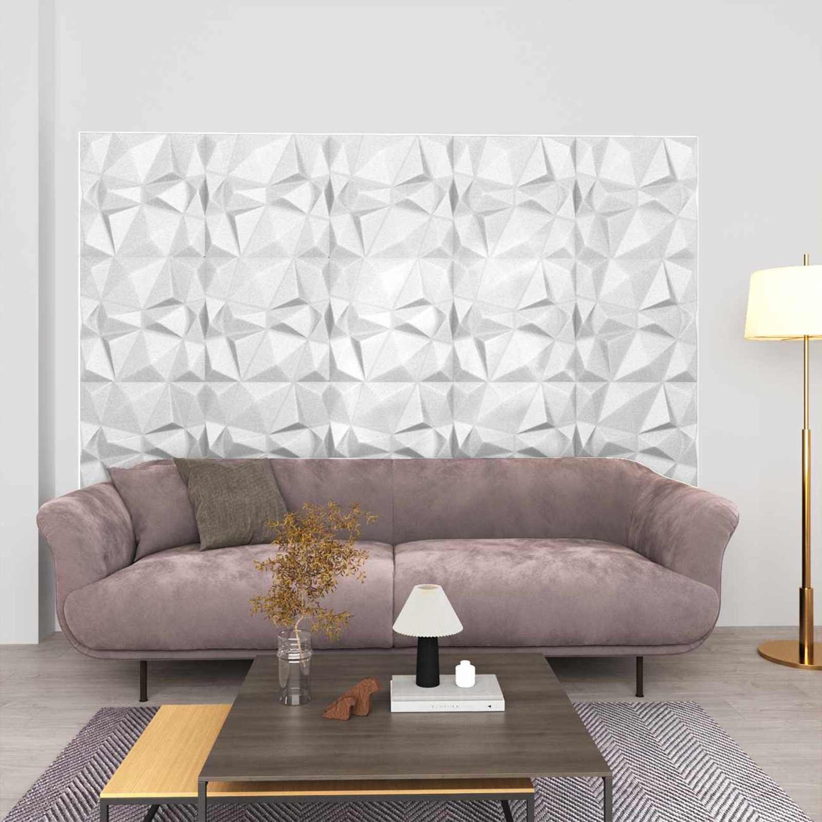Zidne panele 48 pcs Dijamant bijela 50 x 50 cm XPS pjena