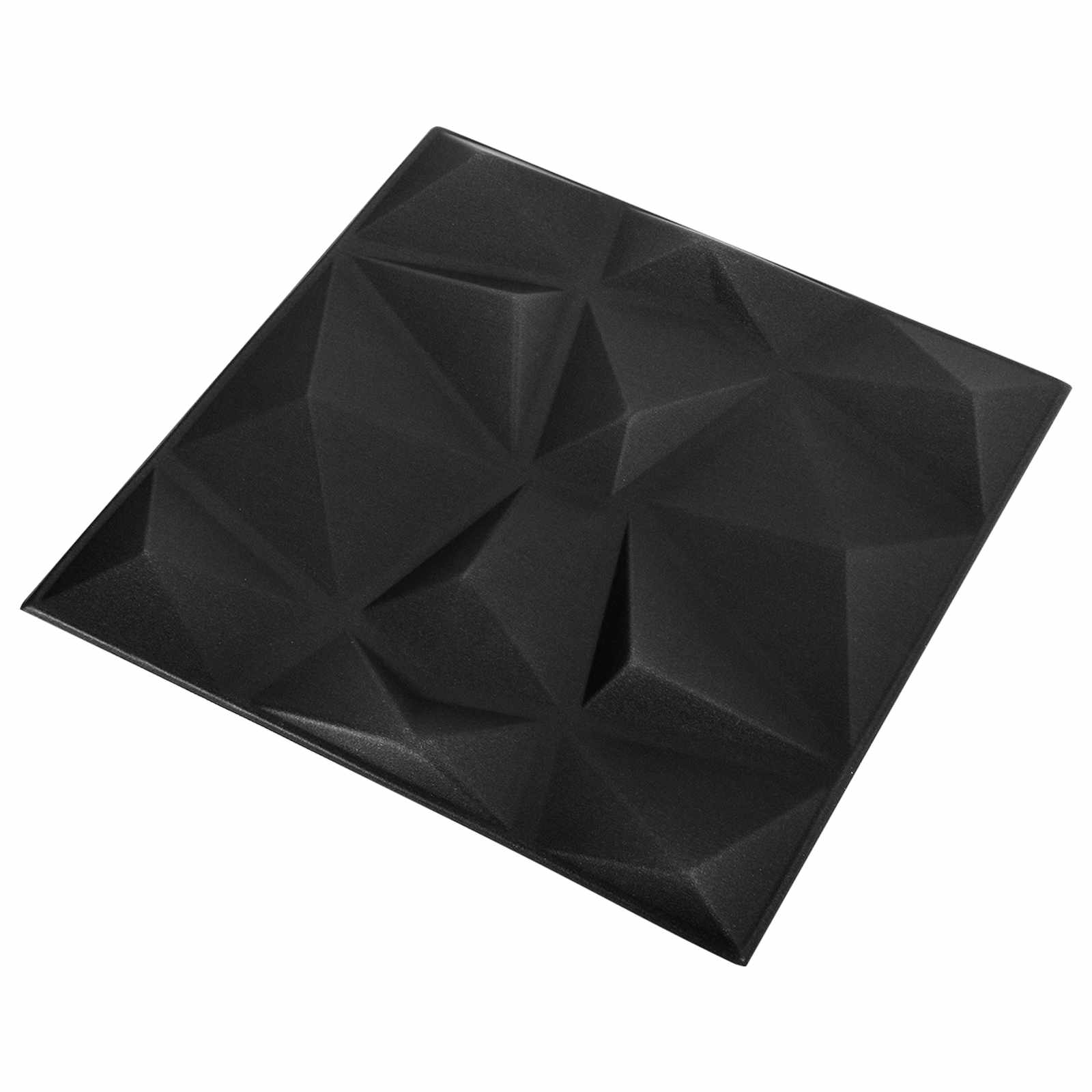 Zidne panele 12 pcs Origami crna 50 x 50 cm XPS pjena
