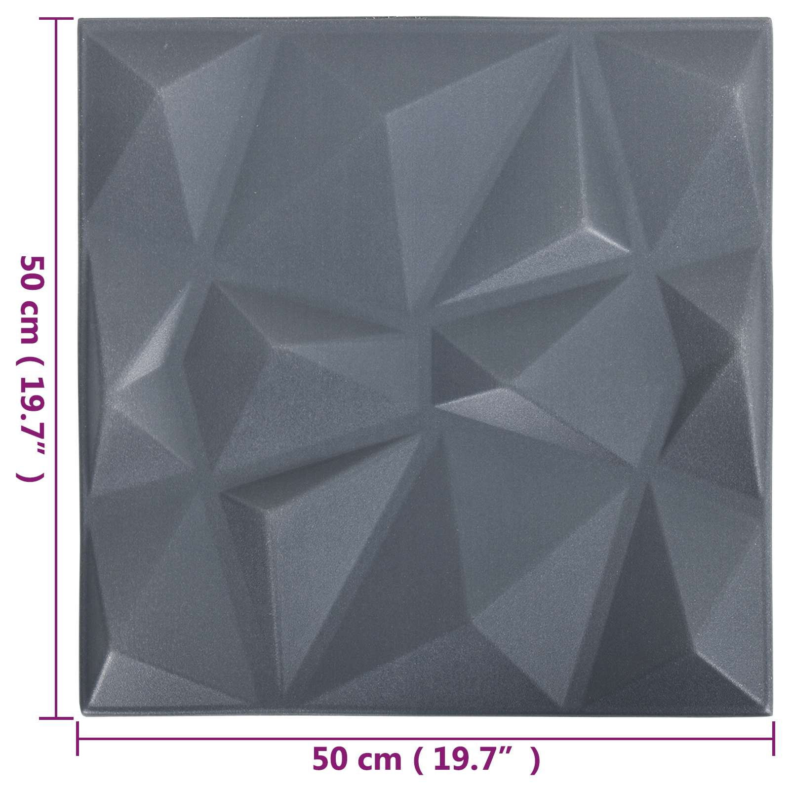 Zidne panele 24 pcs Dijamant siva 50 x 50 cm XPS pjena