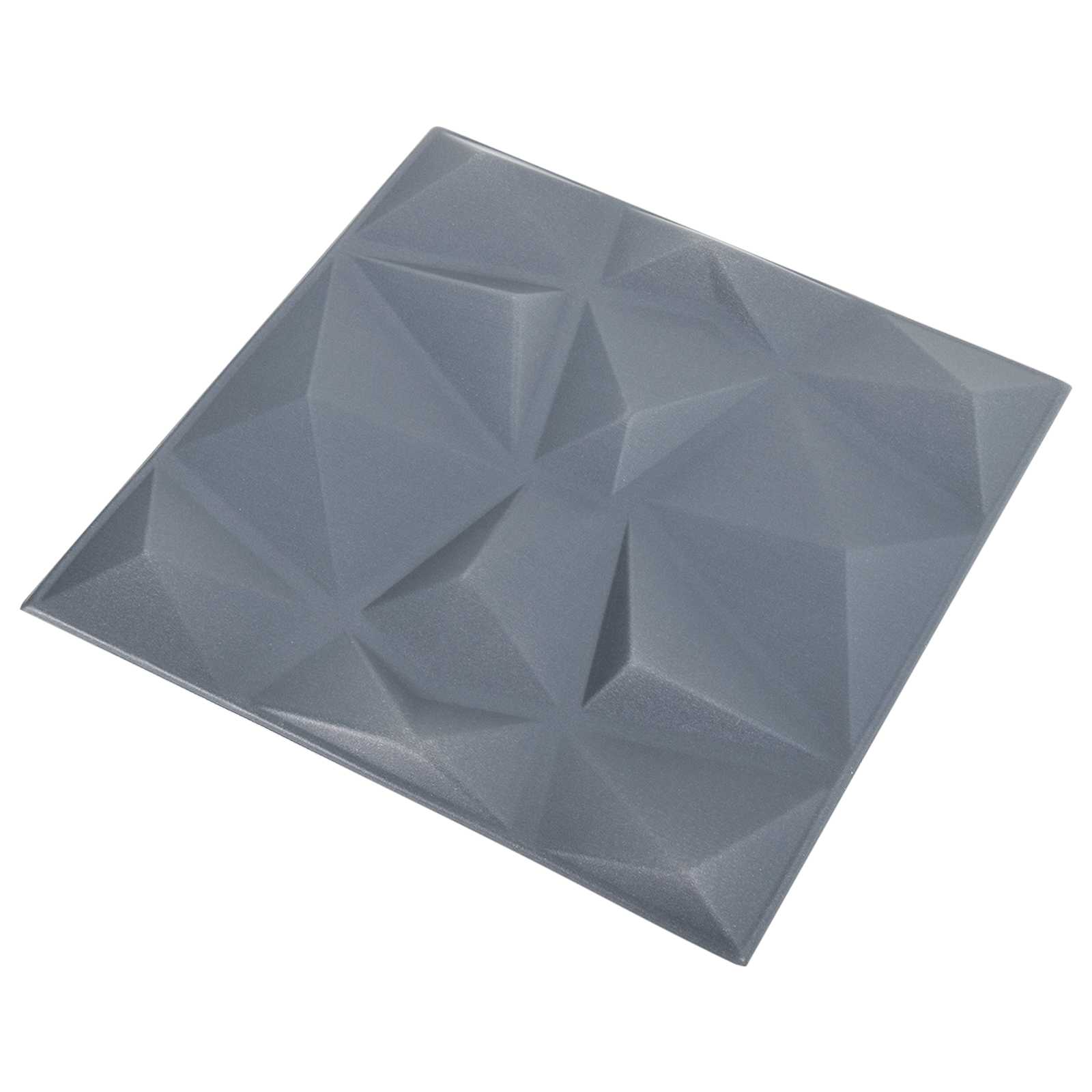 Zidne panele 48 pcs Dijamant siva 50 x 50 cm XPS pjena