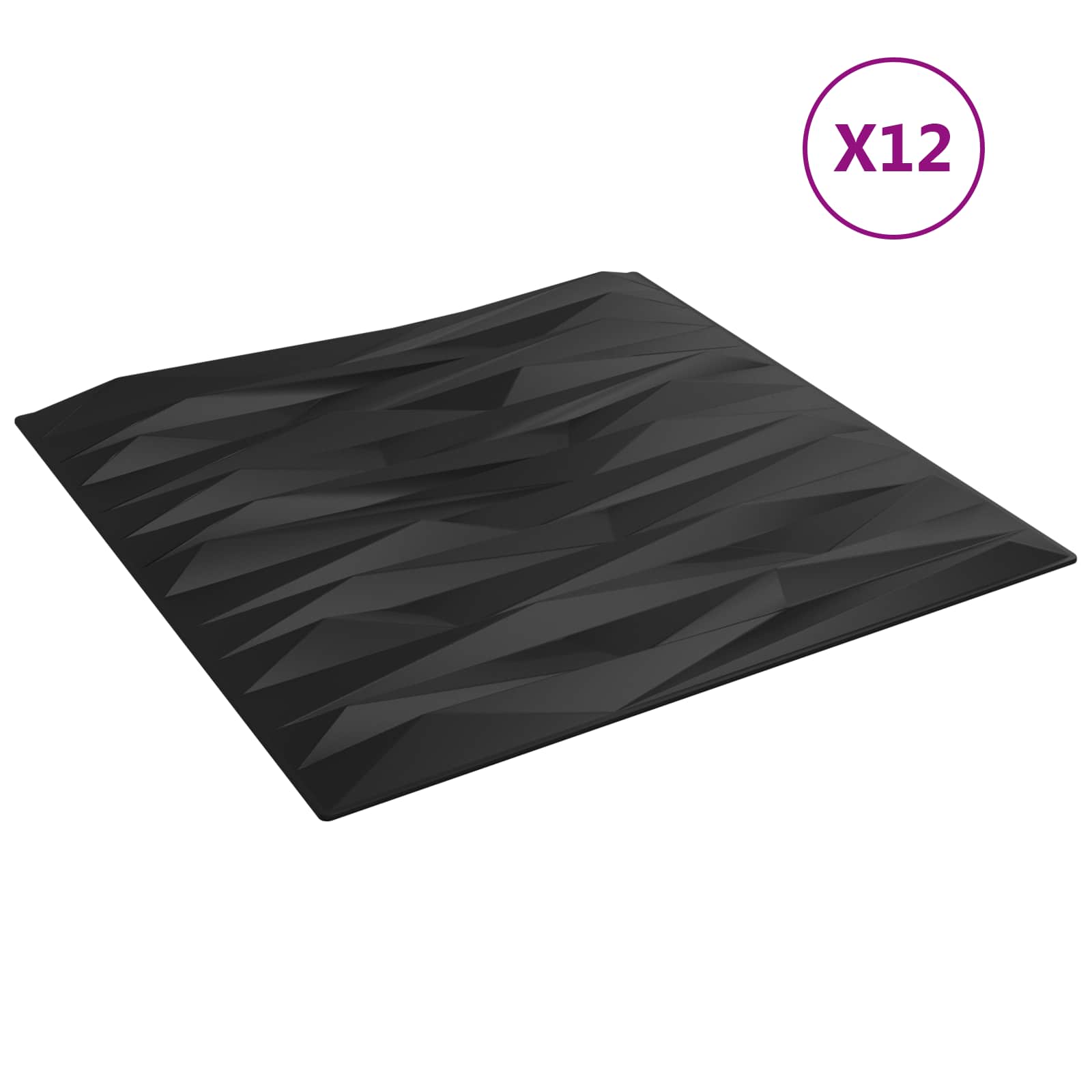 Zidne panele 12 pcs Crni kamen 50 x 50 cm XPS pjena