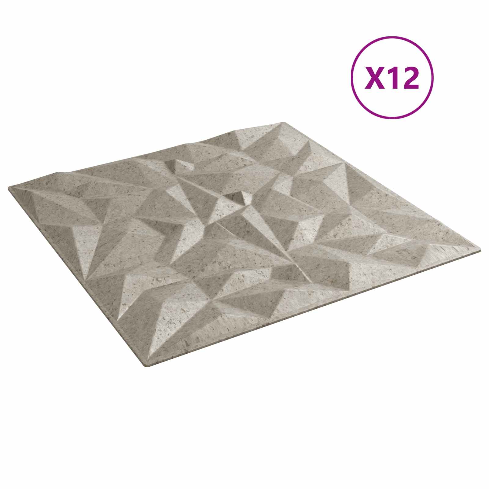 Zidne panele 12 pcs Ametist beton 50 x 50 cm XPS pjena