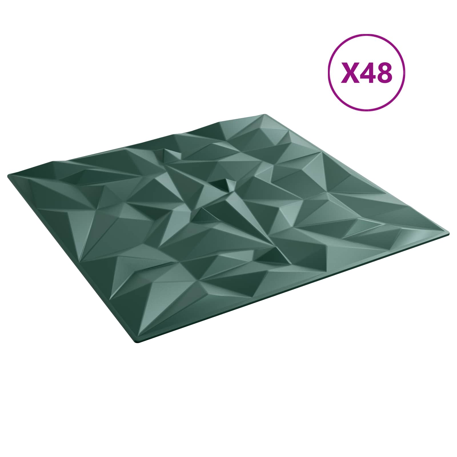Zidne panele 48 pcs Ametist zelena 50 x 50 cm XPS pjena