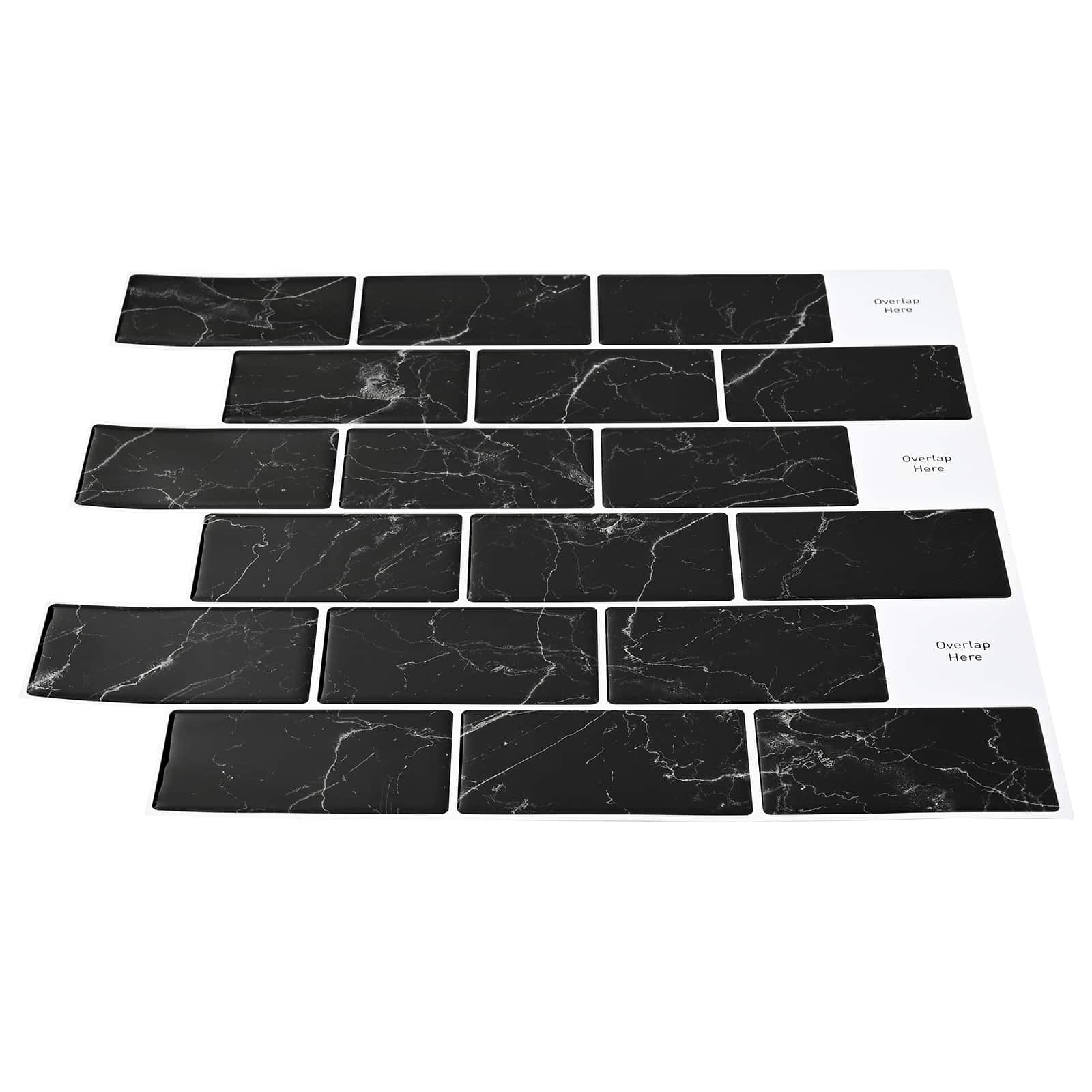 Subway pločica 20 pcs Crni mramor 30 x 30 cm Poliuretan i PET