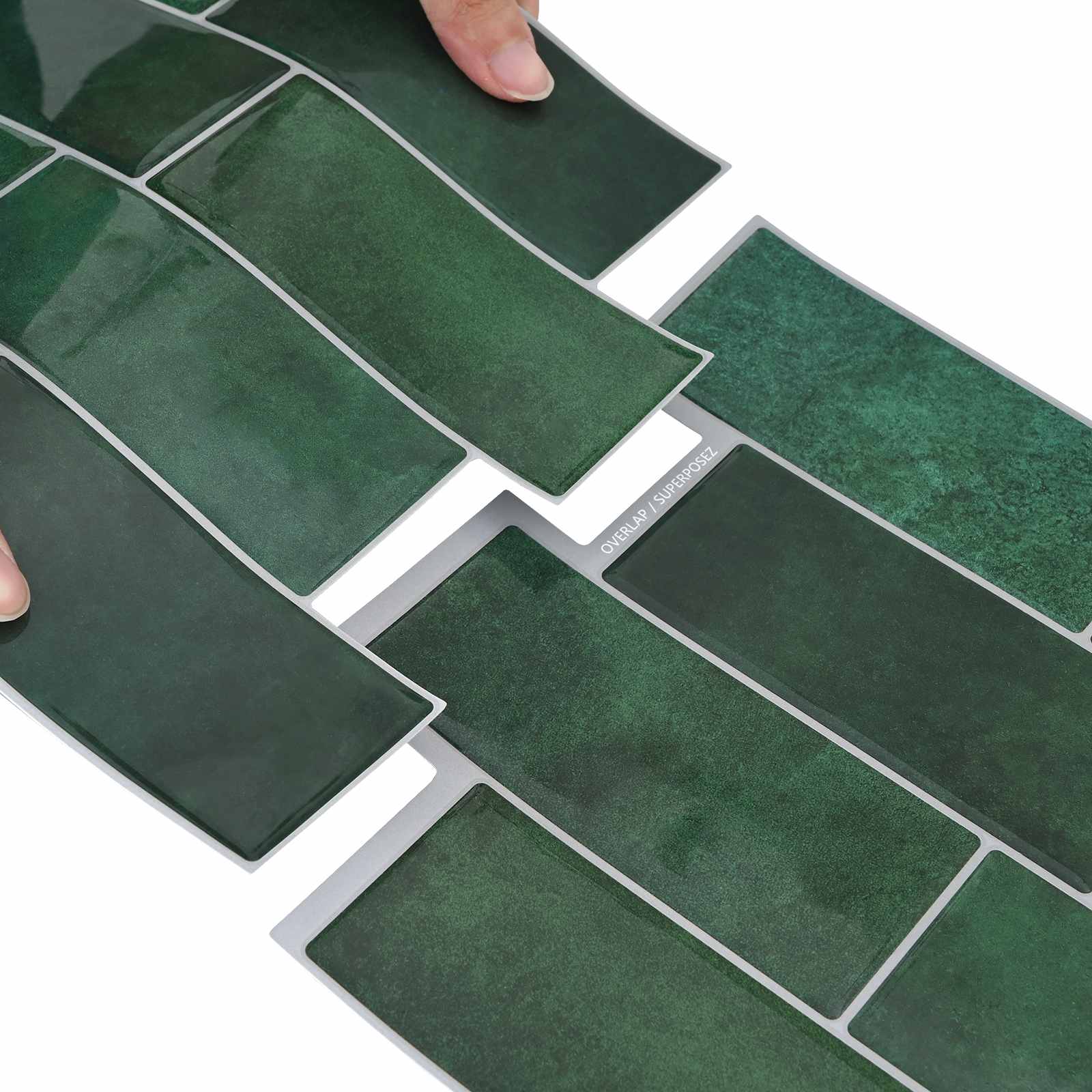 Subway pločica 20 pcs Tamnozelena 29 x 21 cm Poliuretan i PET